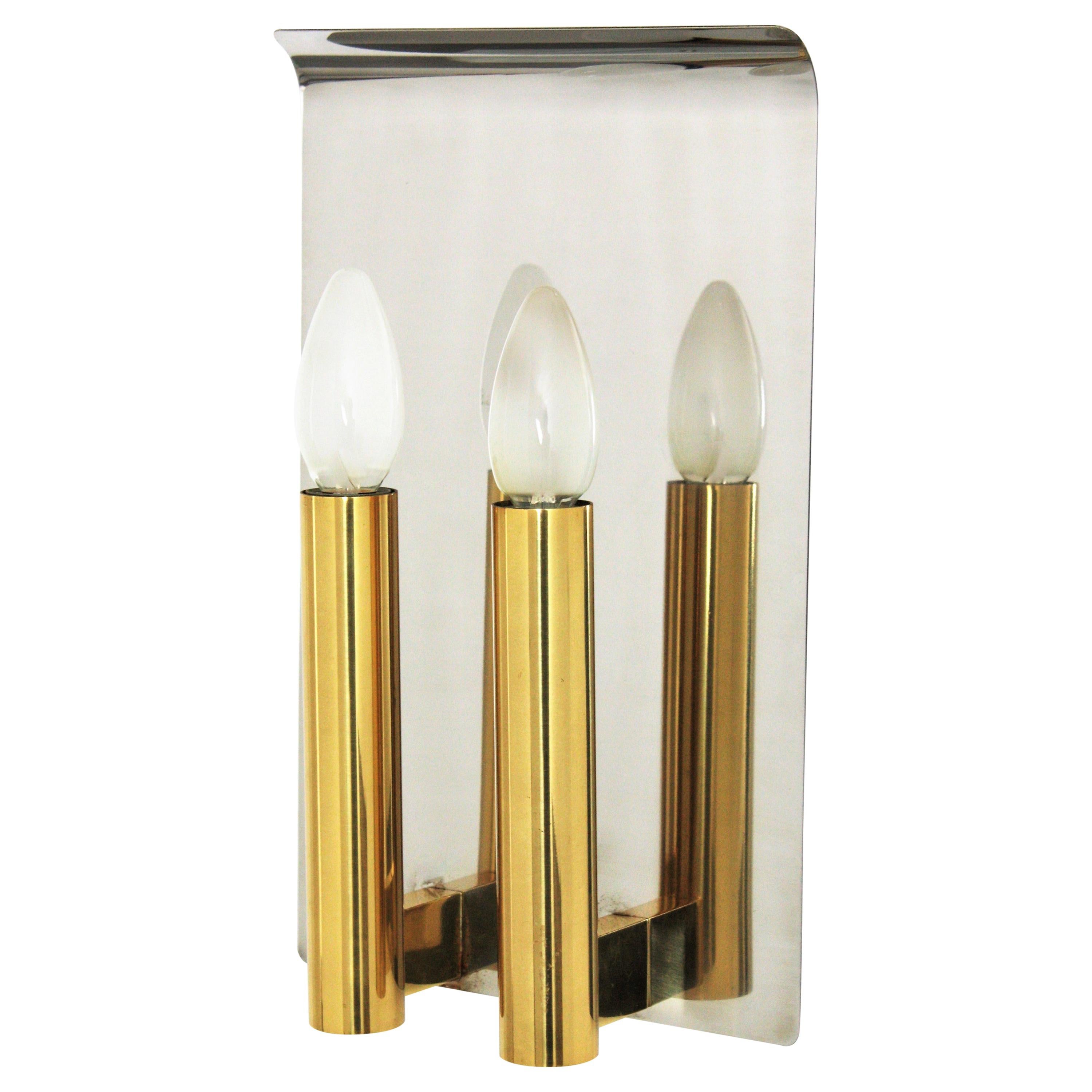 Sciolari Wall Sconce in Brass and Steel, Italy, 1960s