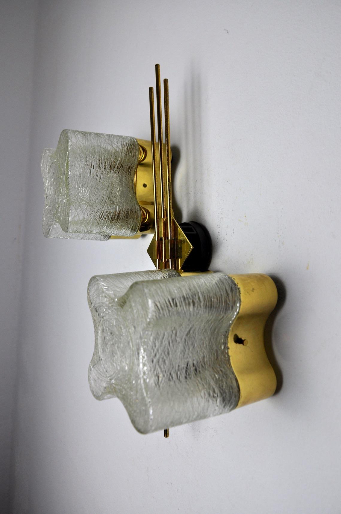 Cristallo Sciolari Wall Lamp 2 Lights Murano Italia 1970 in vendita