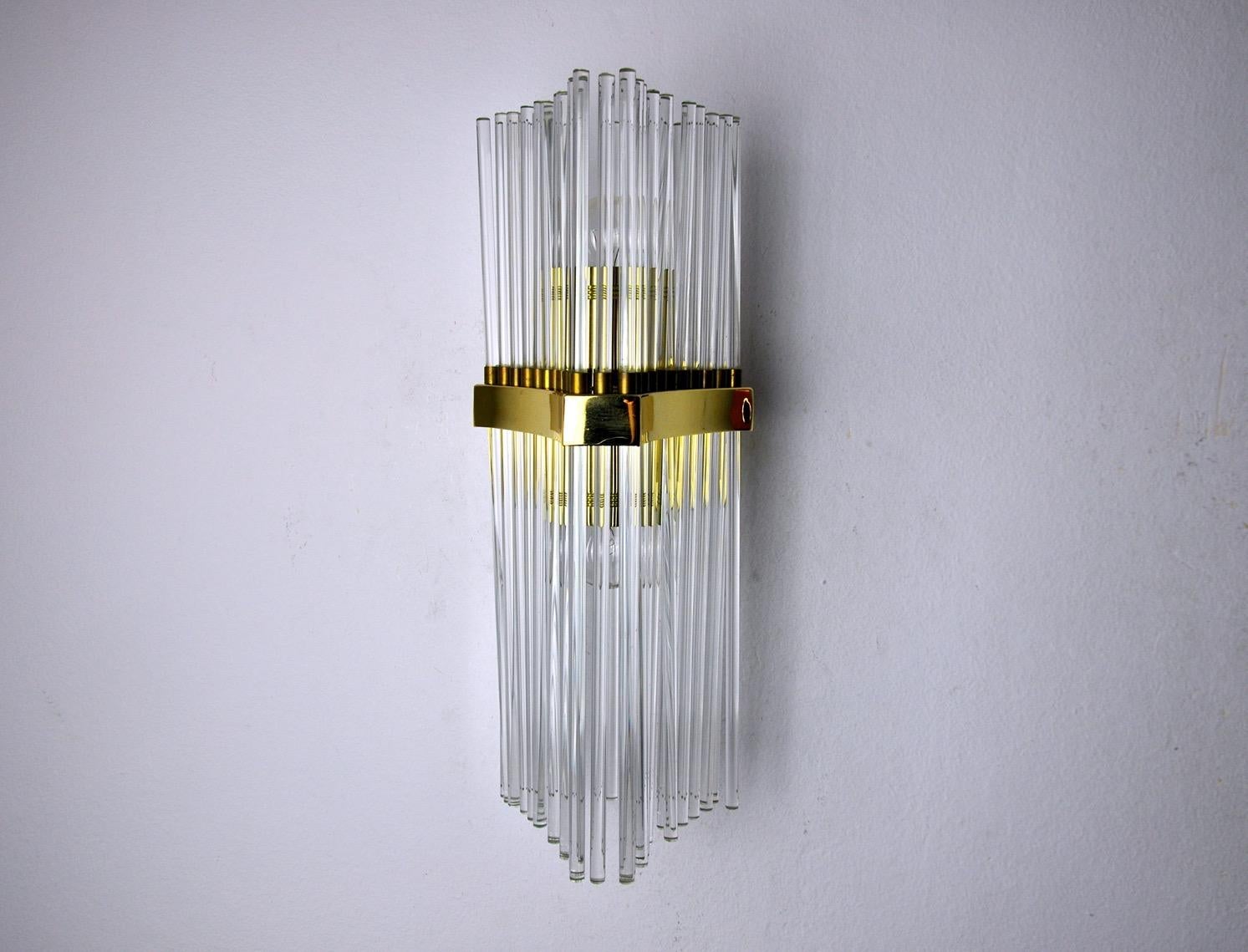 Hollywood Regency Sciolari Wall Lamp for Lightolier, Murano Glass, Italy, 1970 For Sale