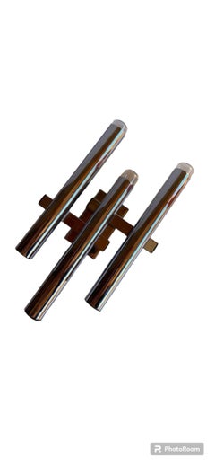 Sciolari Lighting a parete 3 tubi cromati Space AGE , anni '70