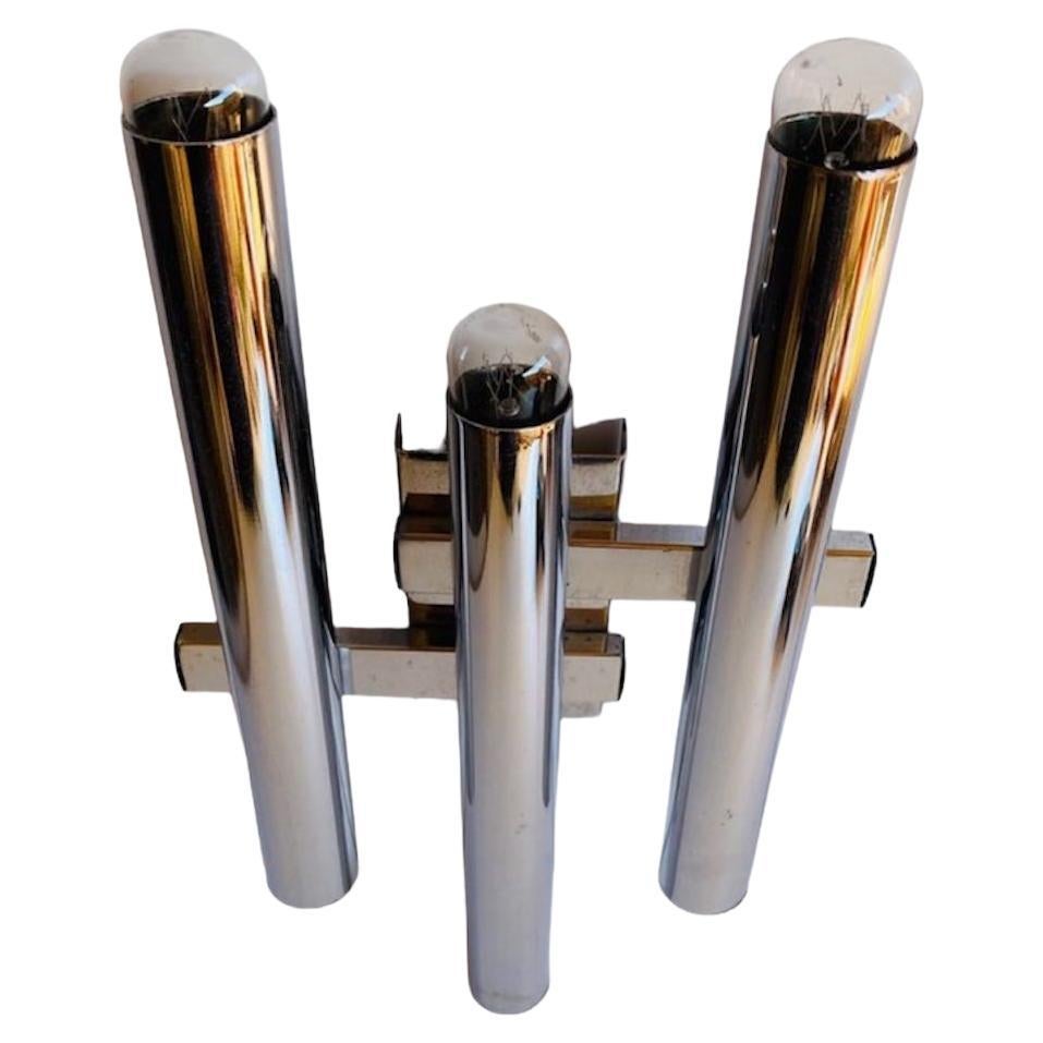 Sciolari wall lighting 3 tubes chrome Space Age , 1970s For Sale
