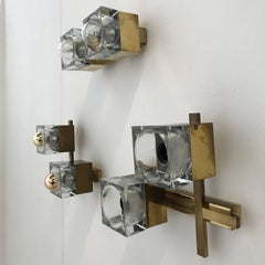 Sciolari Wall Lights Cubes Brass and Glass