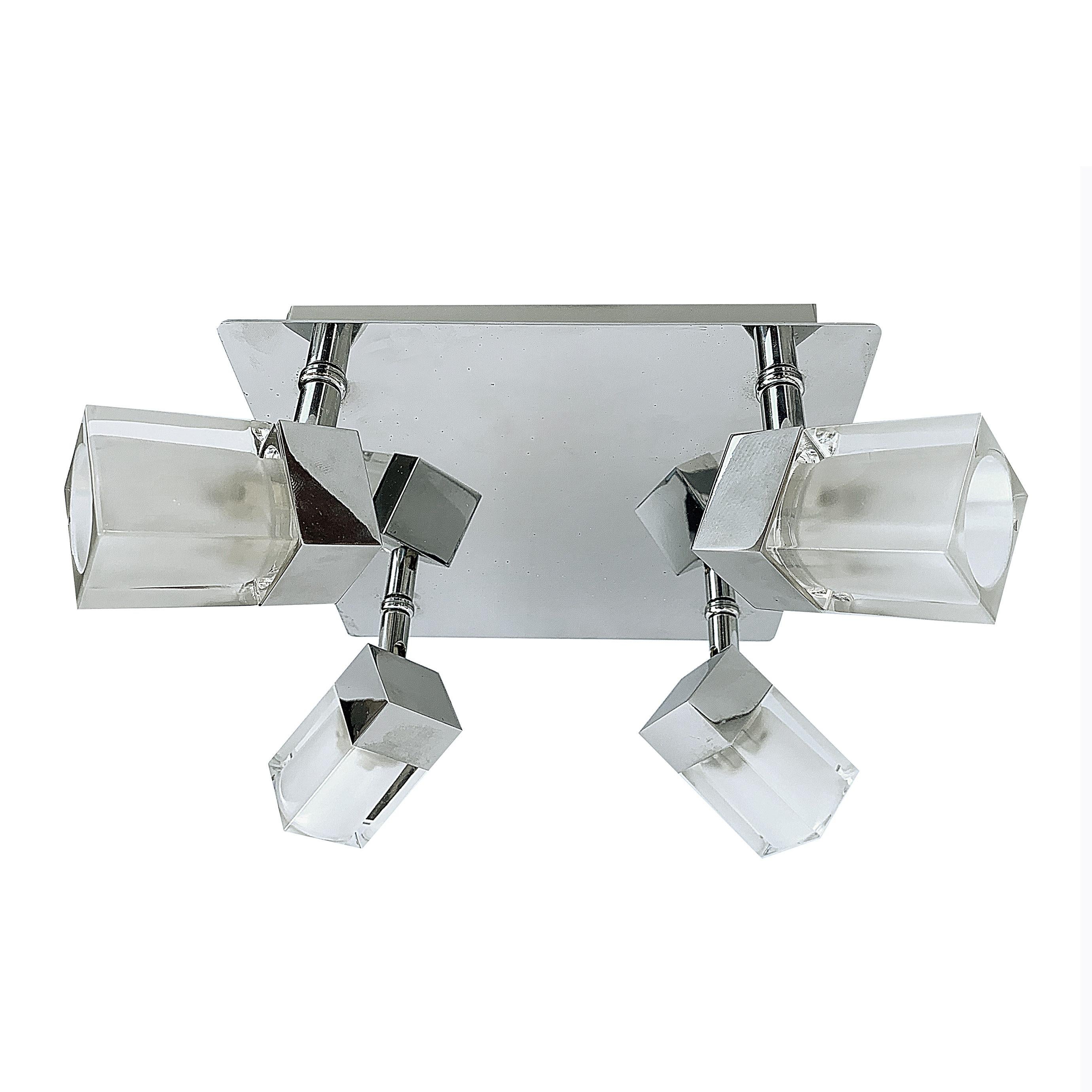 Sciolari, Wall or Ceiling Light in Chromed Steel, 4 Adjustable Lights, Italy