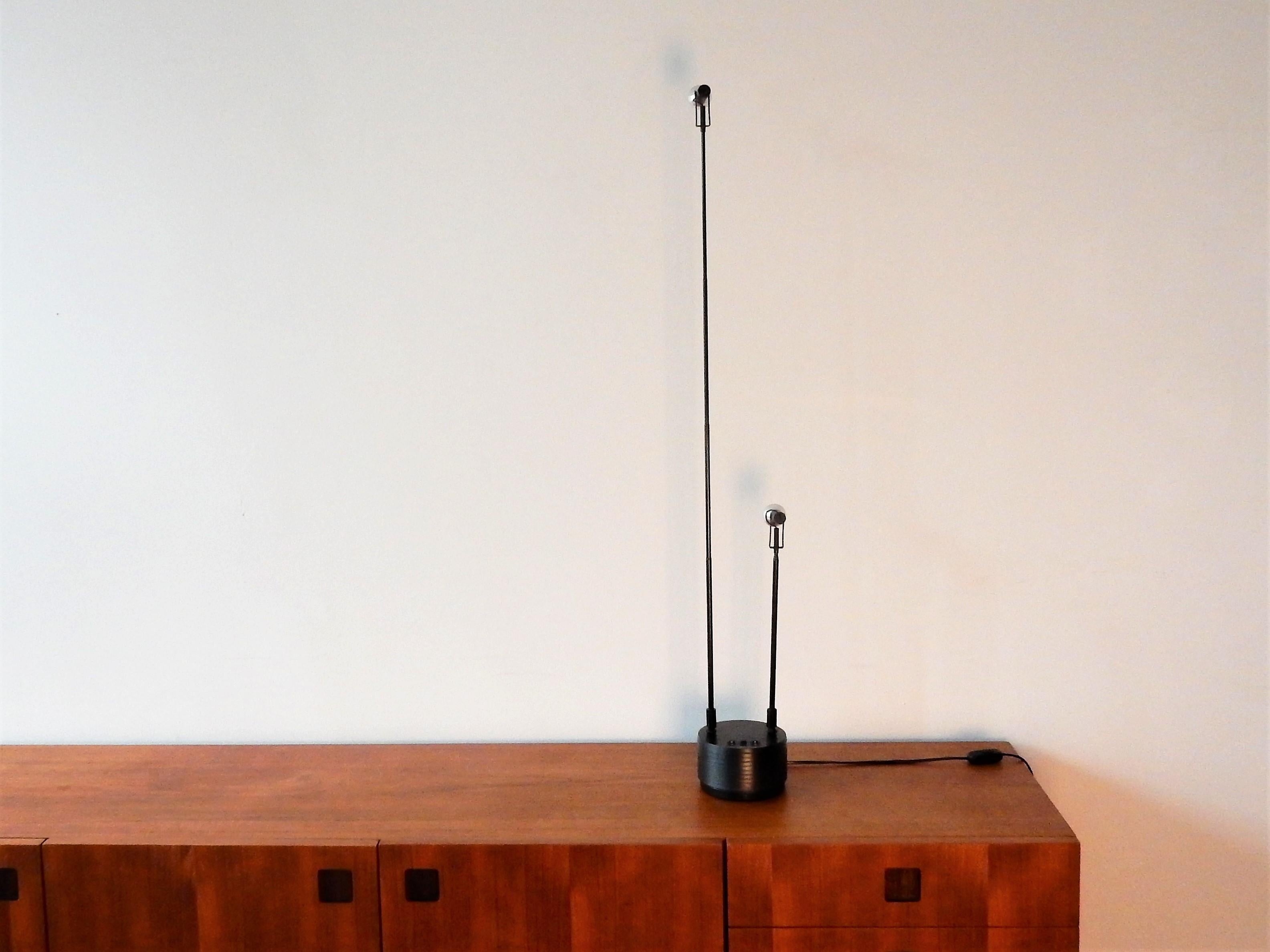 The Sciopticon desk/table lamp is a very exciting item. With the two antennas one can adjust the lights to each occasion. The on/off switches have a half- and full mode for brighter and softer light. The antennas can be extended individually and the