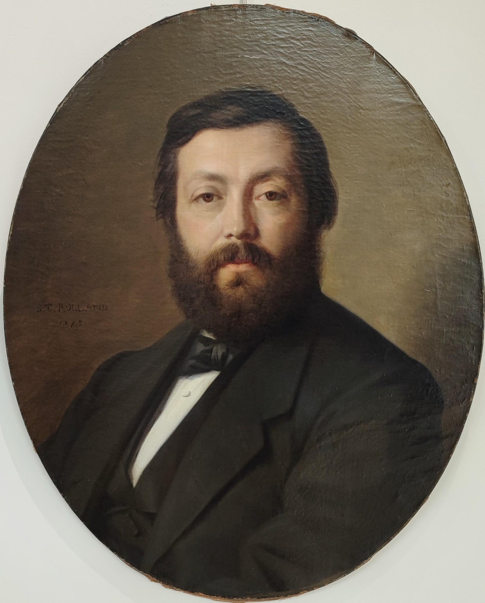 Scipion Rolland Portrait Painting - Bearded man in suit and bow tie