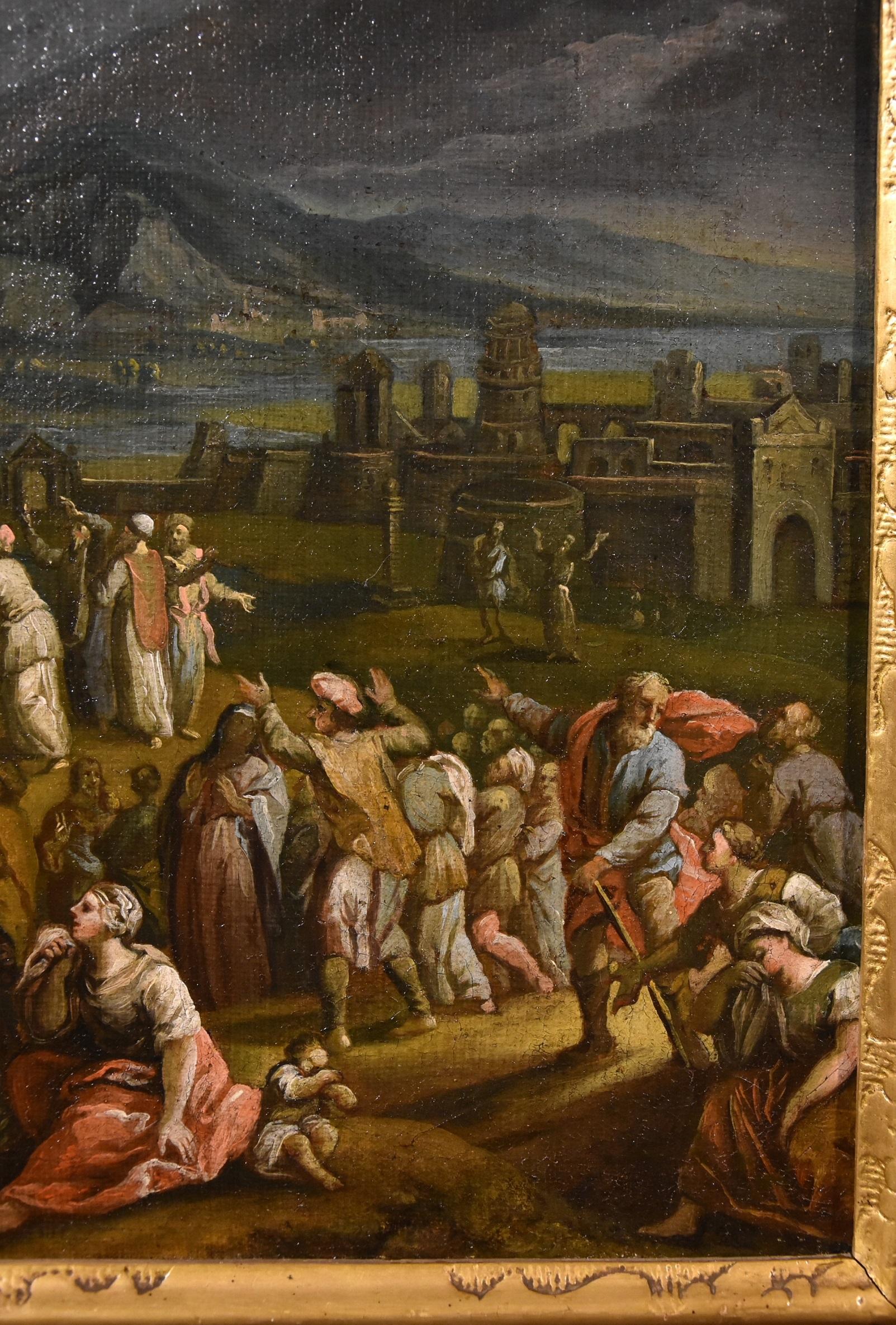 Peinture à l'huile sur toile - Paysage de crucifixion - Christ - Ancien maître - 17ème siècle  en vente 7