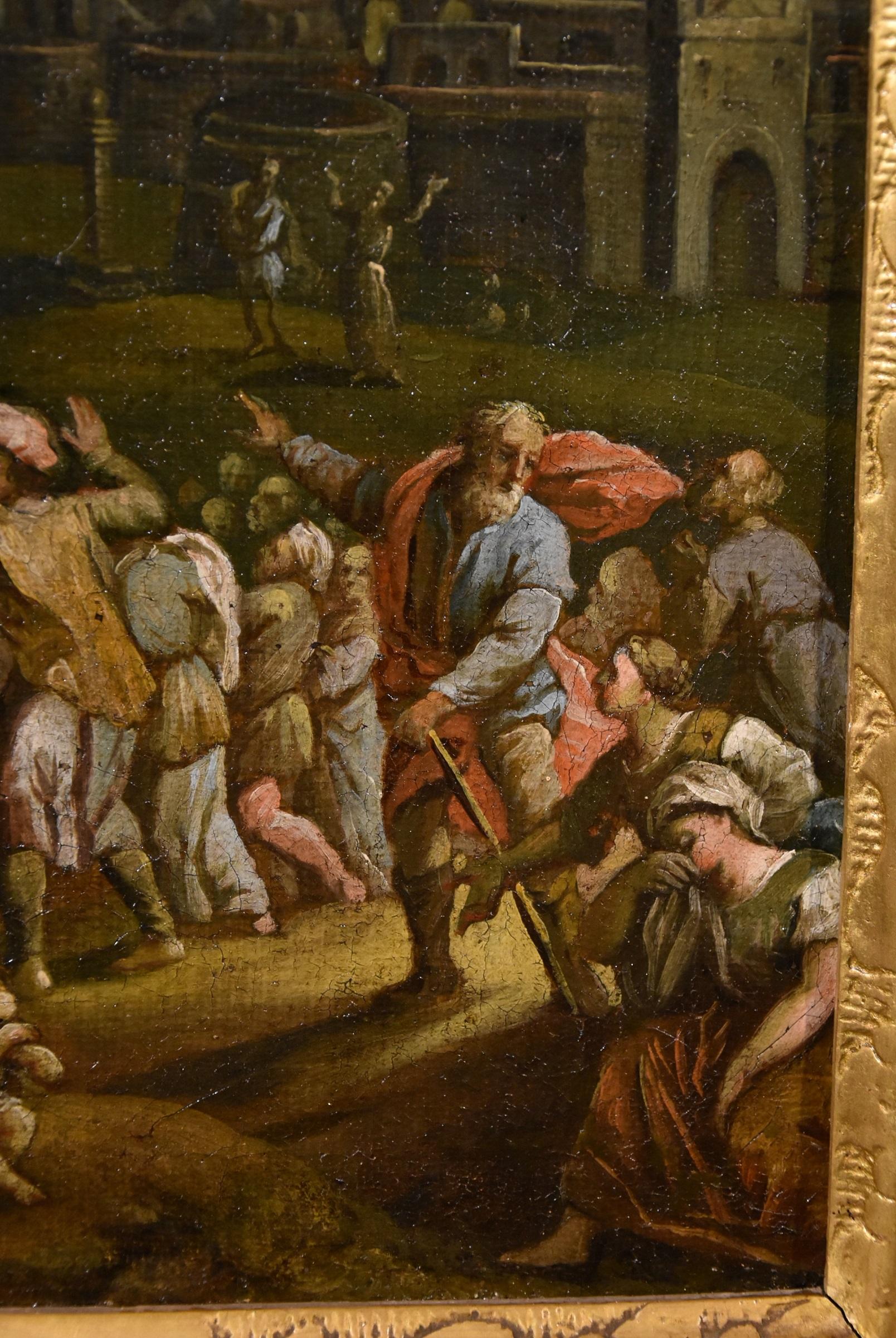 Paisaje Crucifixión Cristo Pintura Óleo sobre lienzo Viejo maestro Siglo XVII 12