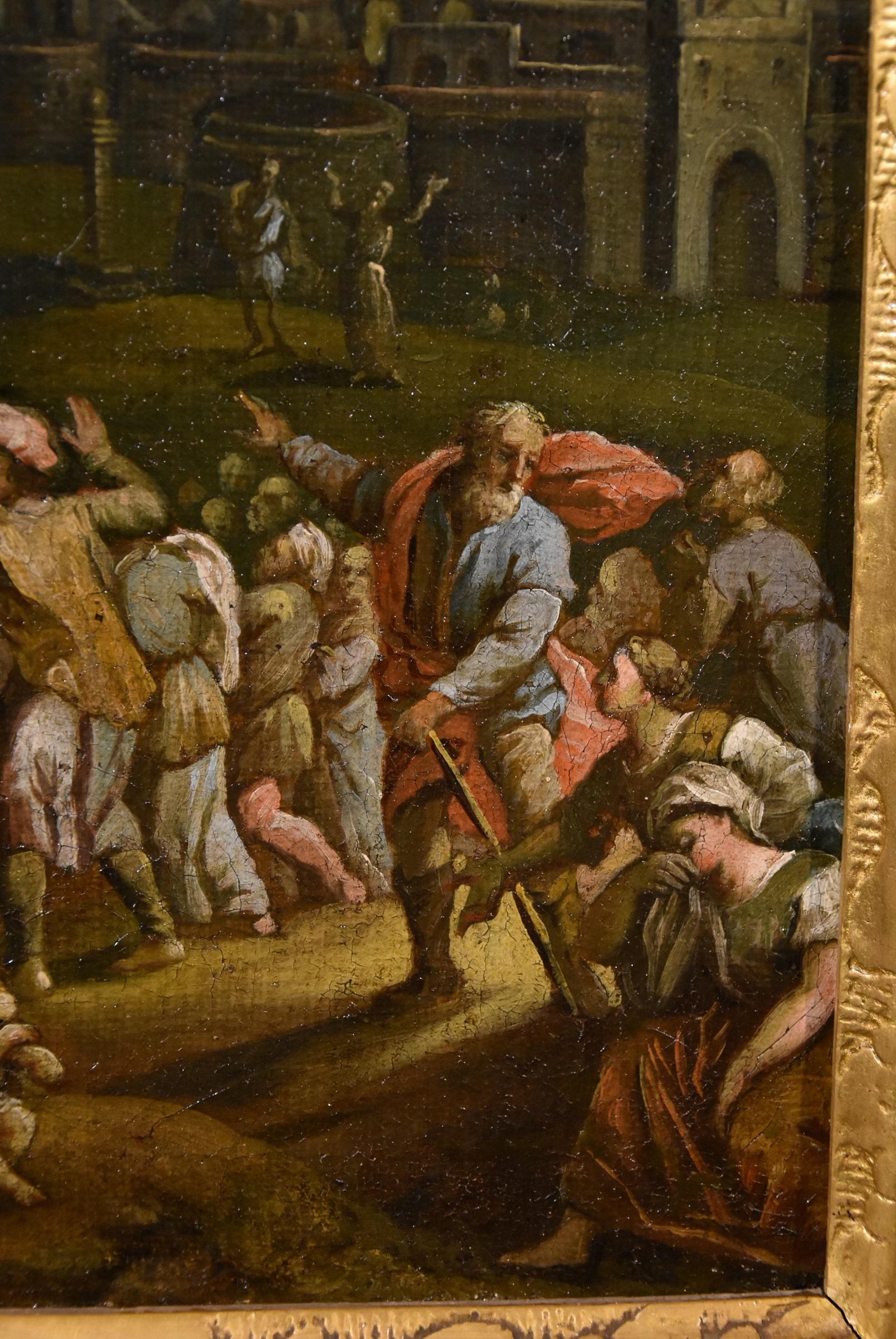 Peinture à l'huile sur toile - Paysage de crucifixion - Christ - Ancien maître - 17ème siècle  en vente 12