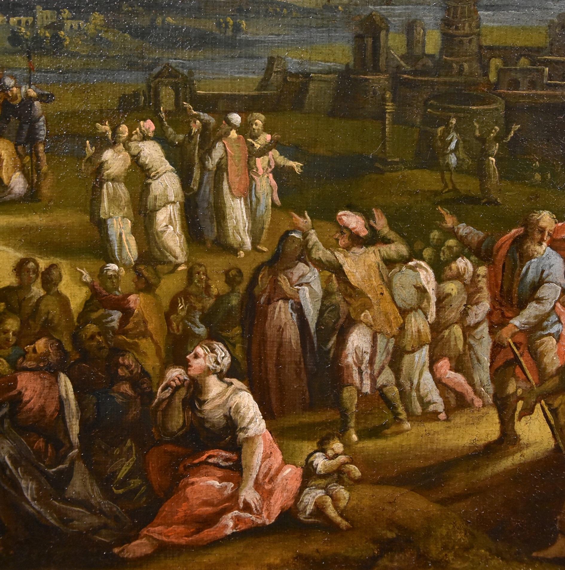 Paisaje Crucifixión Cristo Pintura Óleo sobre lienzo Viejo maestro Siglo XVII 3