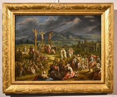 Landscape Crucifixion Christ Paint Oil on canvas Old master 17th Century 