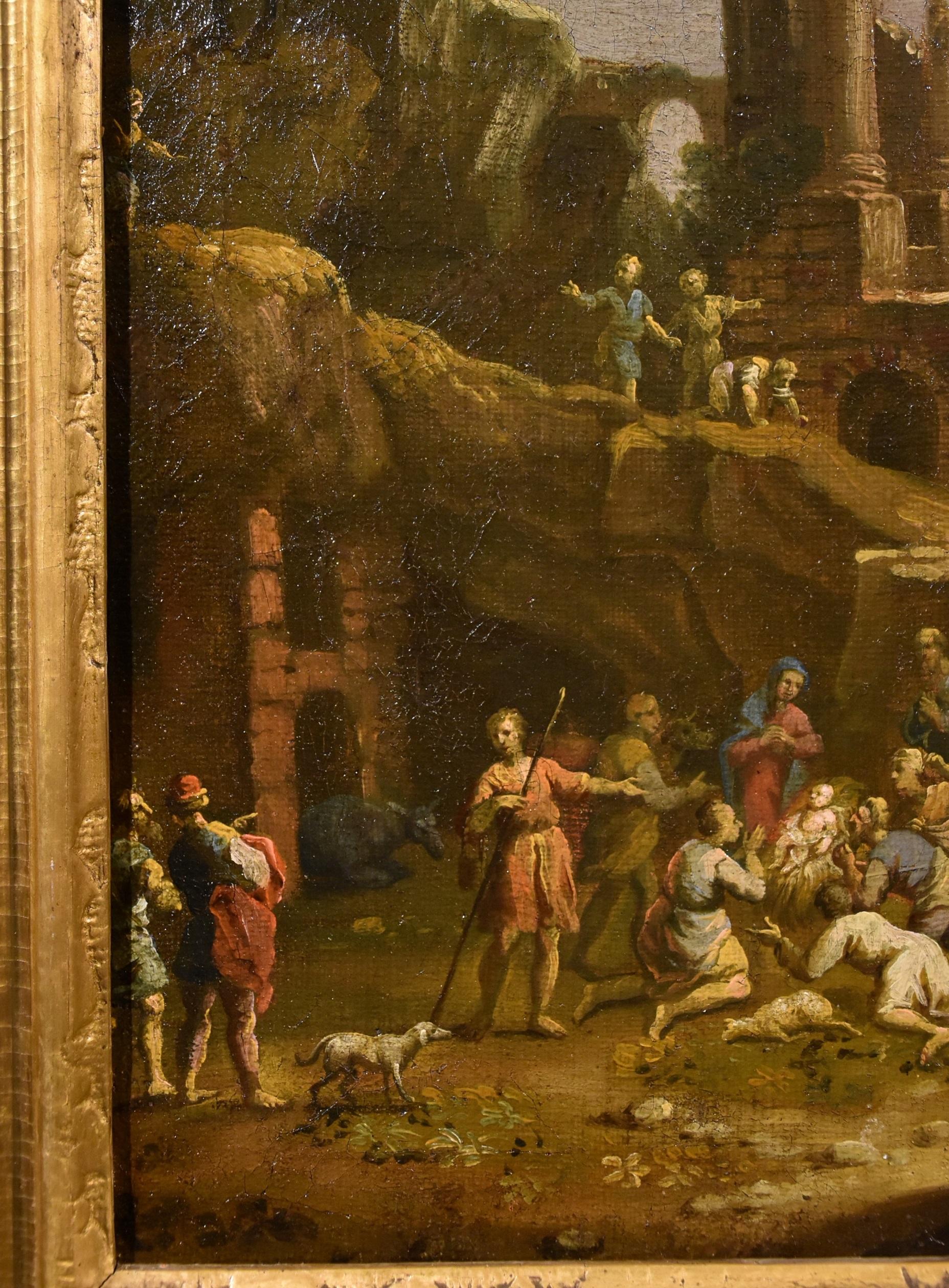 Landschaft, religiöse Malerei, Öl auf Leinwand, alter Meister, 17. Jahrhundert, Italien im Angebot 8