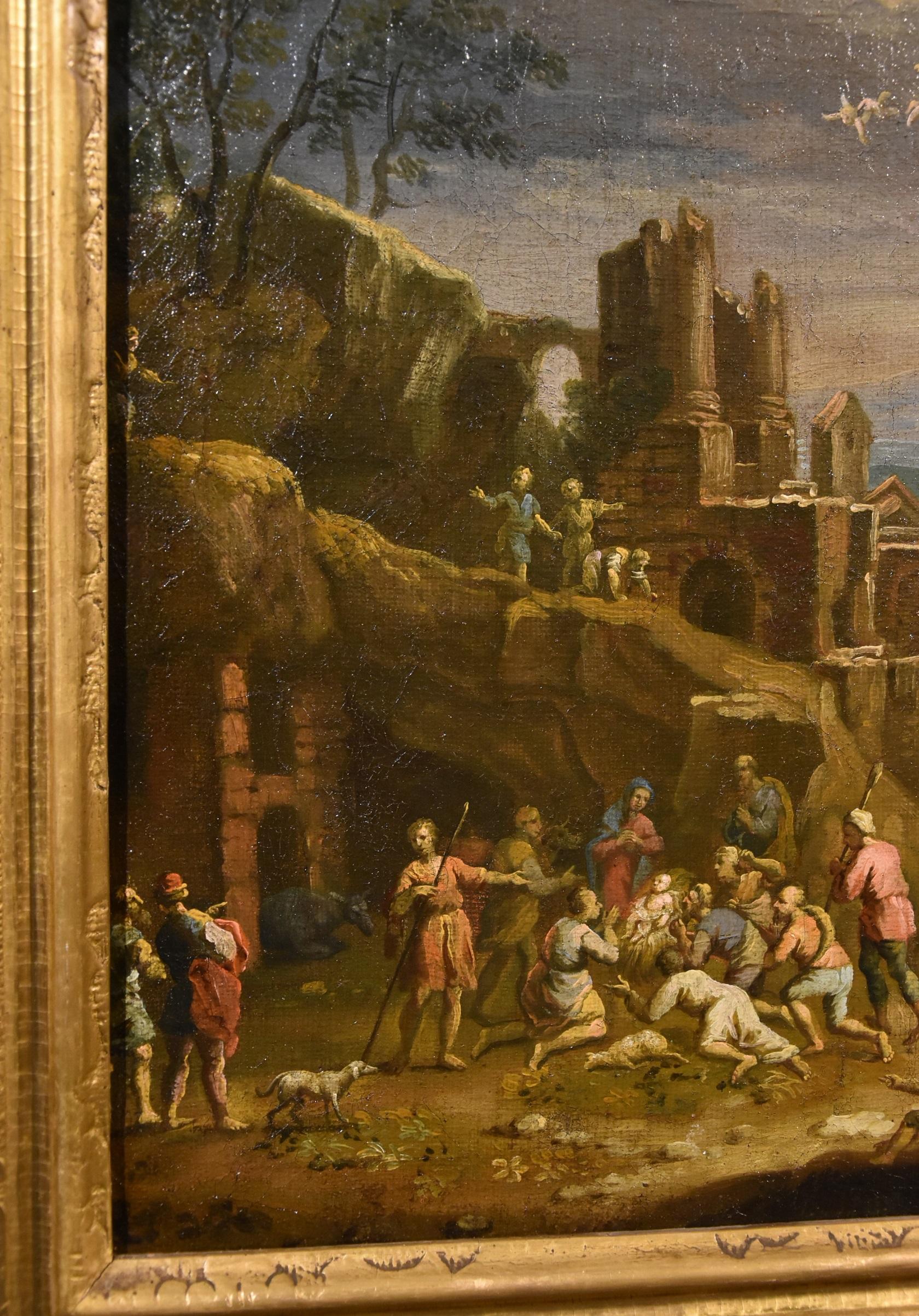 Peinture religieuse - Paysage natif - Huile sur toile - Maître ancien 17ème siècle italien en vente 1