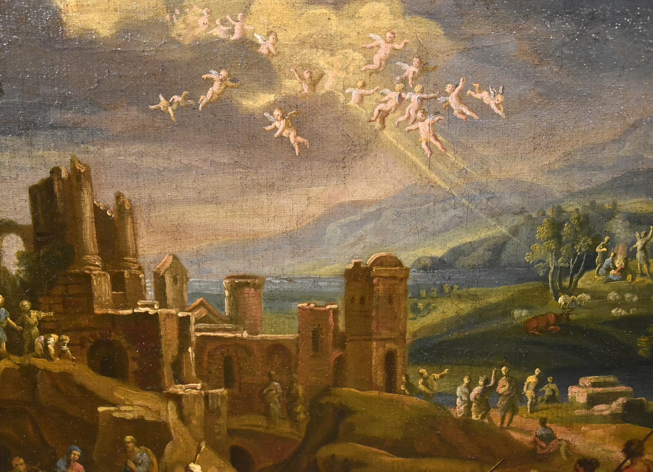 Landschaft, religiöse Malerei, Öl auf Leinwand, alter Meister, 17. Jahrhundert, Italien im Angebot 2