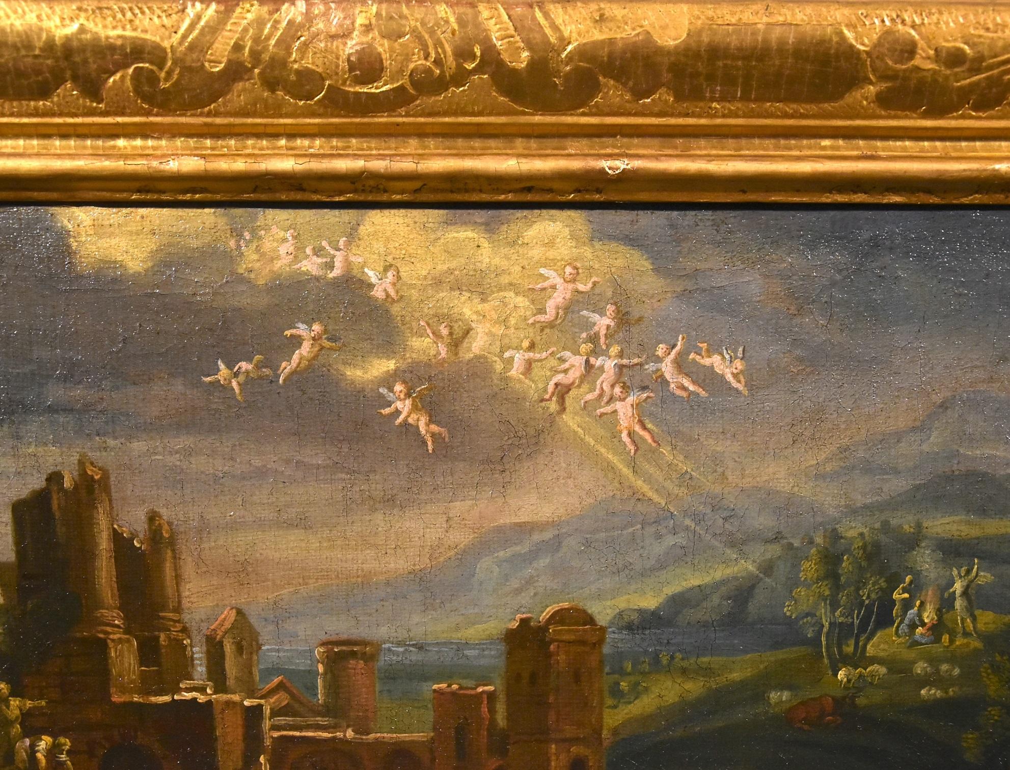 Landschaft, religiöse Malerei, Öl auf Leinwand, alter Meister, 17. Jahrhundert, Italien im Angebot 3