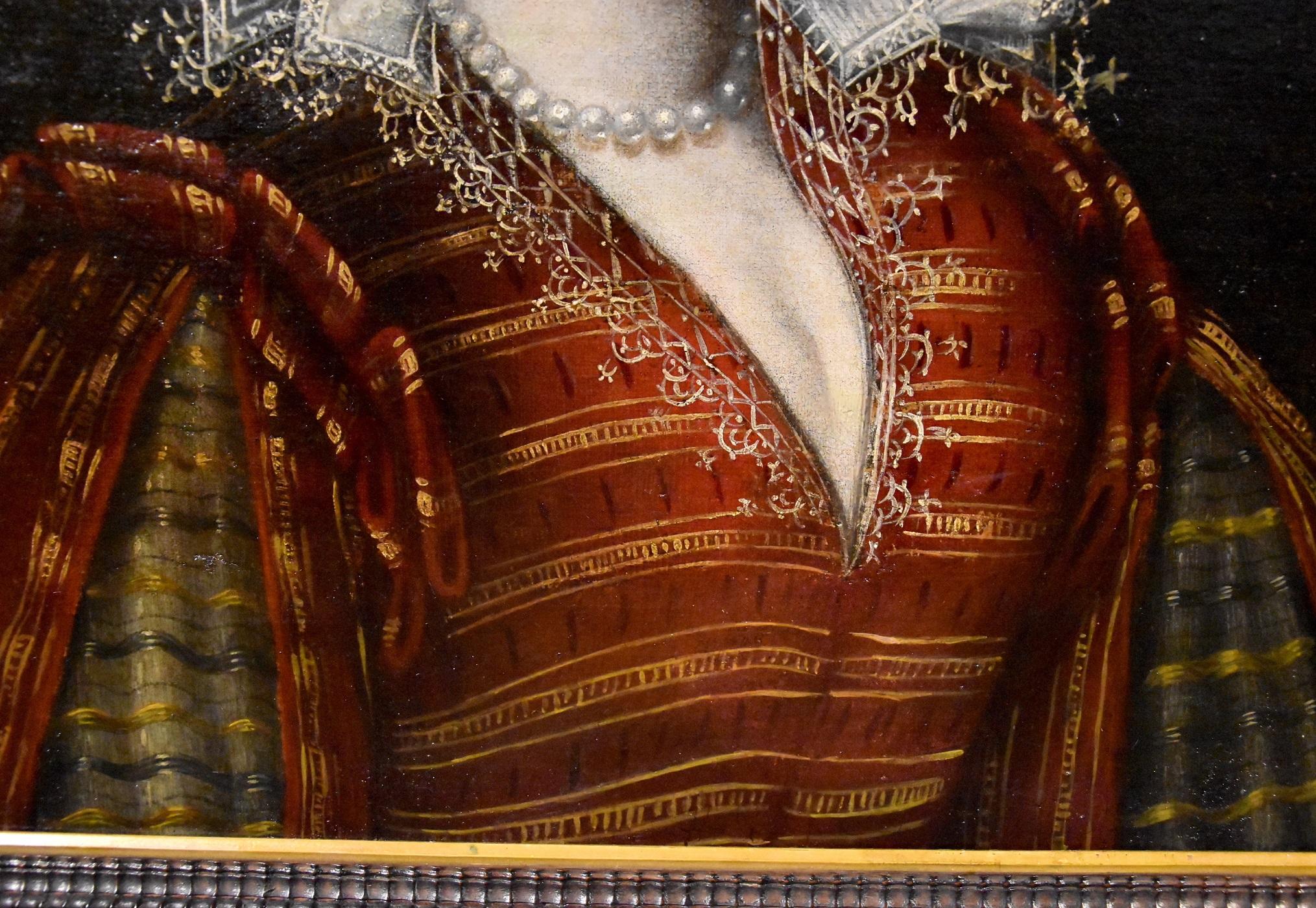Portrait de femme Pulzone Peinture à l'huile sur toile Grand maître italien 16ème siècle Roma en vente 5
