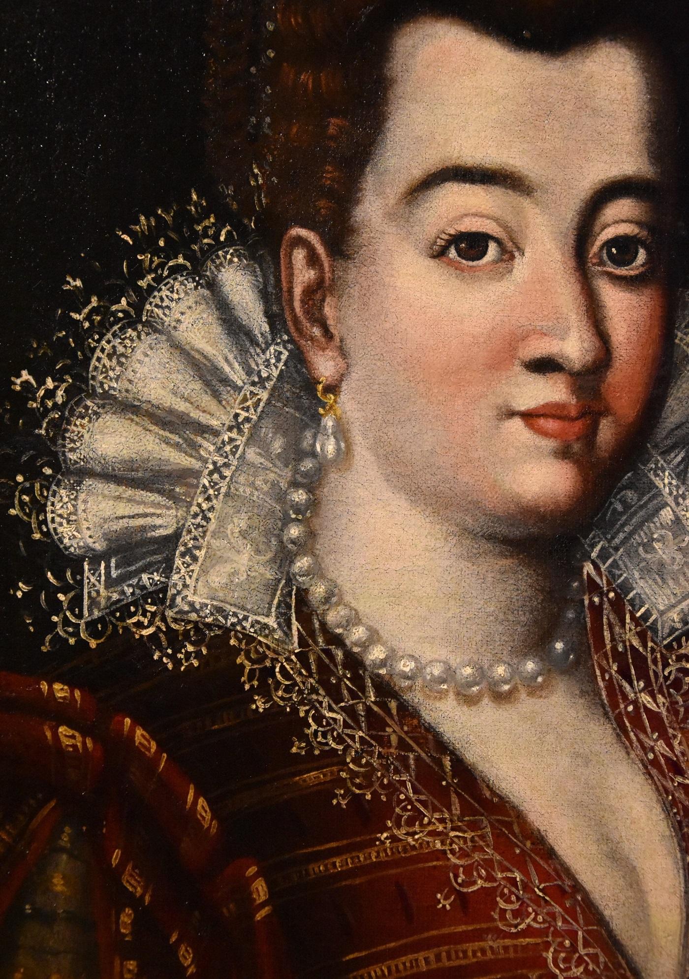 Portrait de femme Pulzone Peinture à l'huile sur toile Grand maître italien 16ème siècle Roma en vente 1