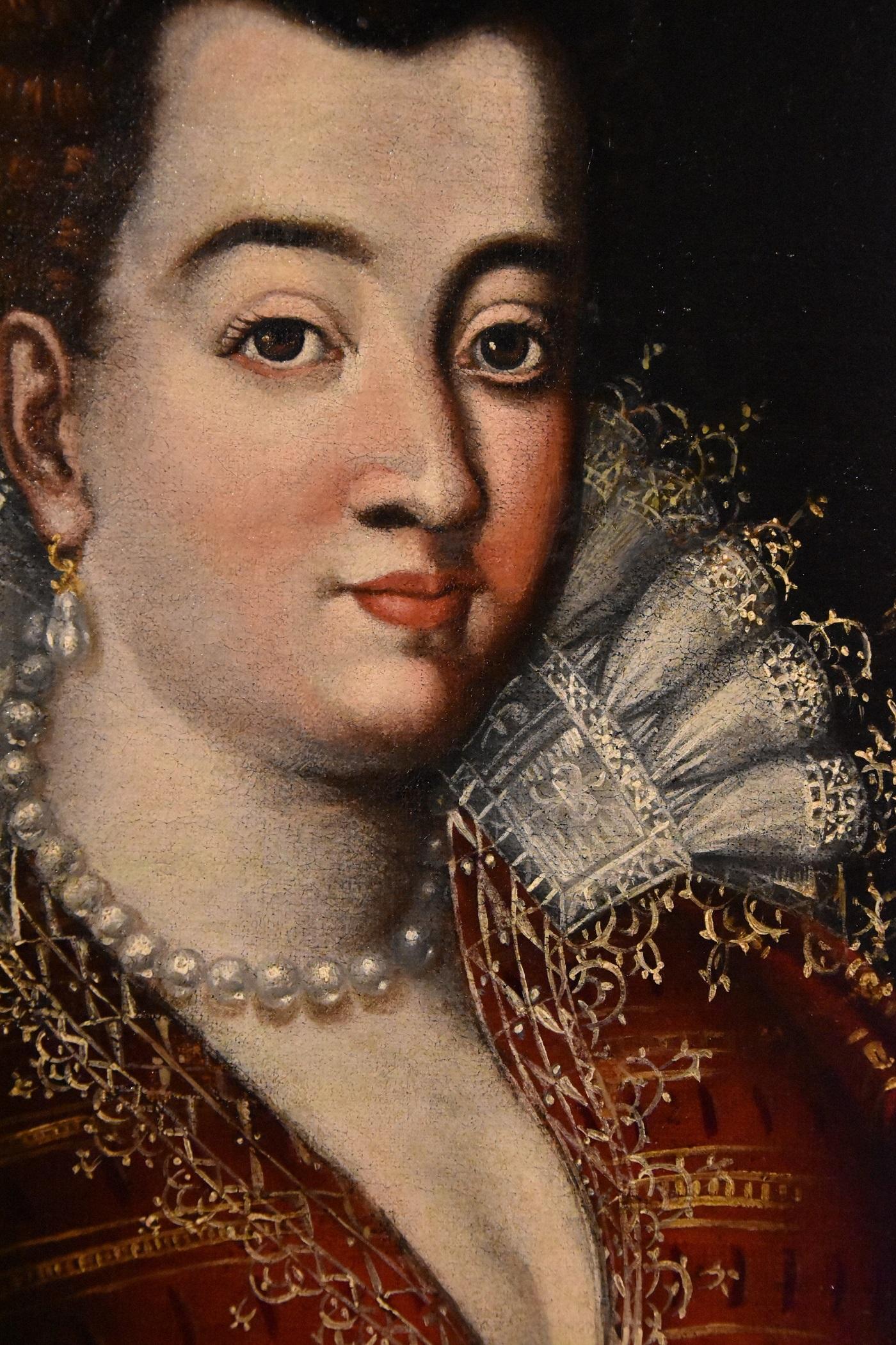 Portrait de femme Pulzone Peinture à l'huile sur toile Grand maître italien 16ème siècle Roma en vente 2