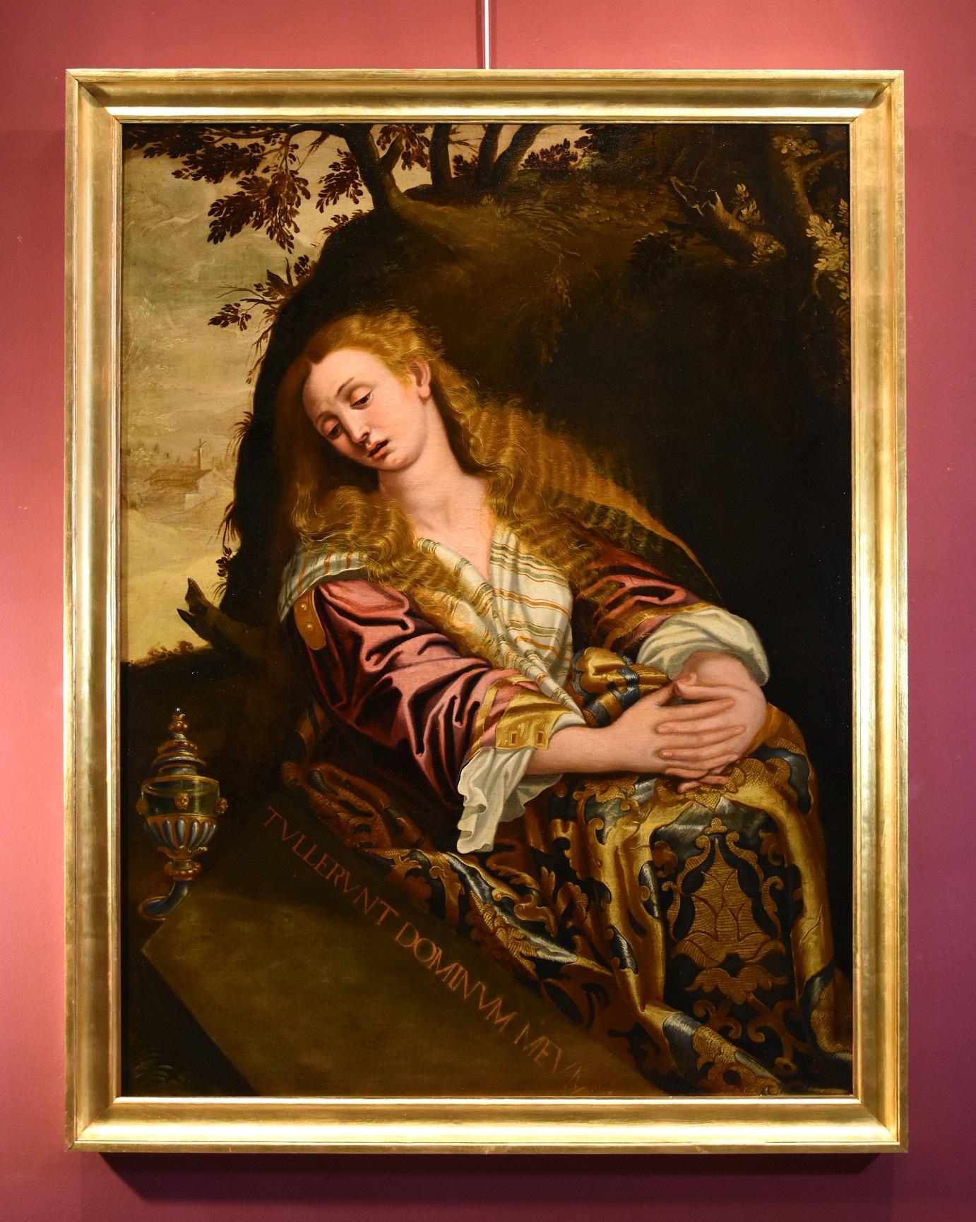 Mary Magdalena Pulzone Paint oil on canvas 17th Century Old master Portrait Art  - Painting by Scipione Pulzone, known as Il Gaetano (Gaeta, 1544 - Rome, 1598) workshop of
