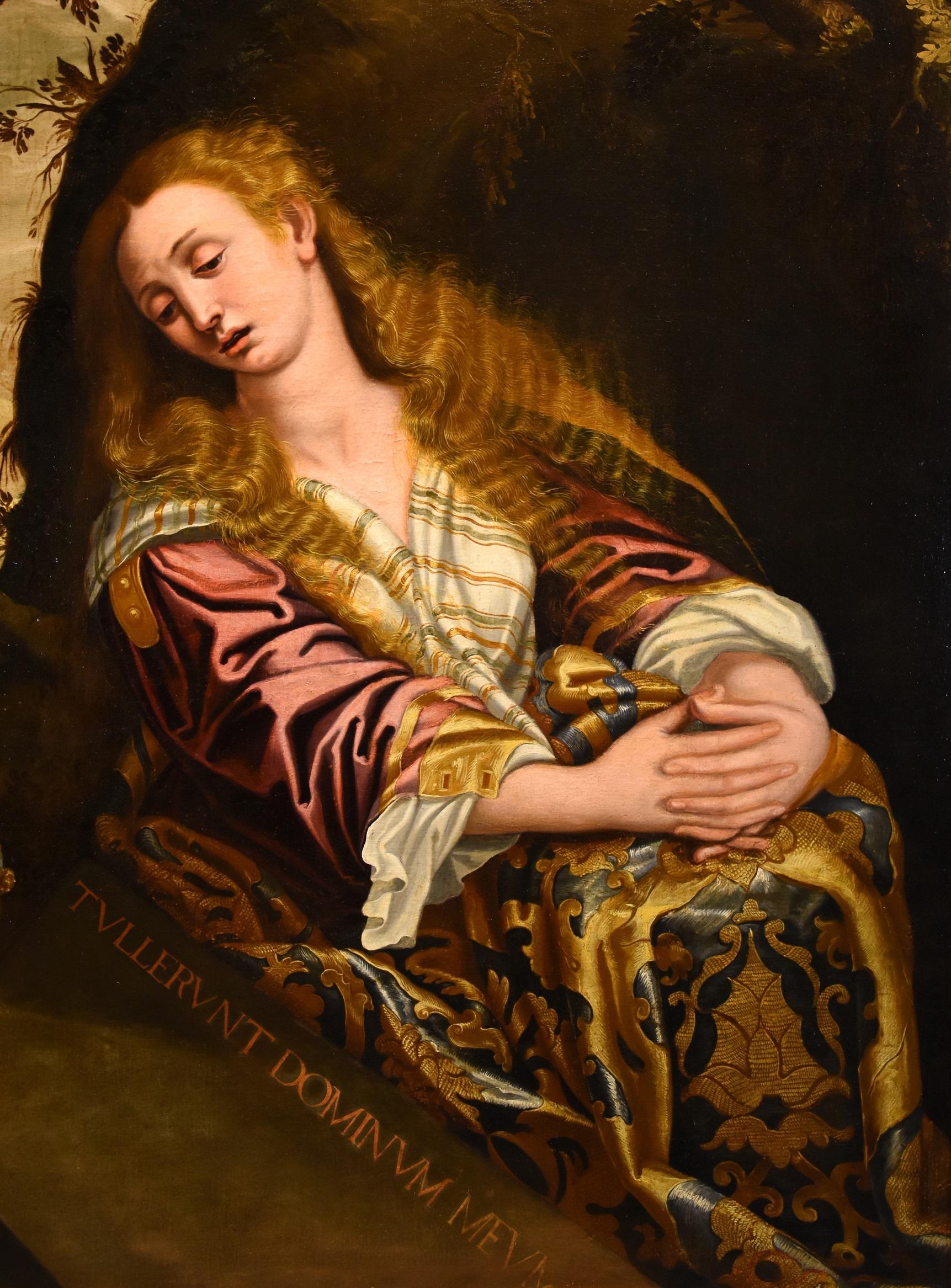 Mary Magdalena Pulzone Paint oil on canvas 17th Century Old master Portrait Art  - Old Masters Painting by Scipione Pulzone, known as Il Gaetano (Gaeta, 1544 - Rome, 1598) workshop of