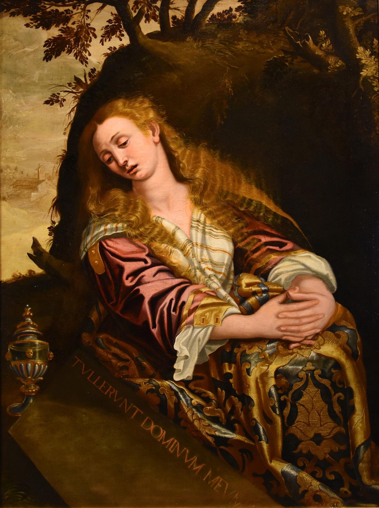 Scipione Pulzone, known as Il Gaetano (Gaeta, 1544 - Rome, 1598) workshop of Portrait Painting - Mary Magdalena Pulzone Paint oil on canvas 17th Century Old master Portrait Art 