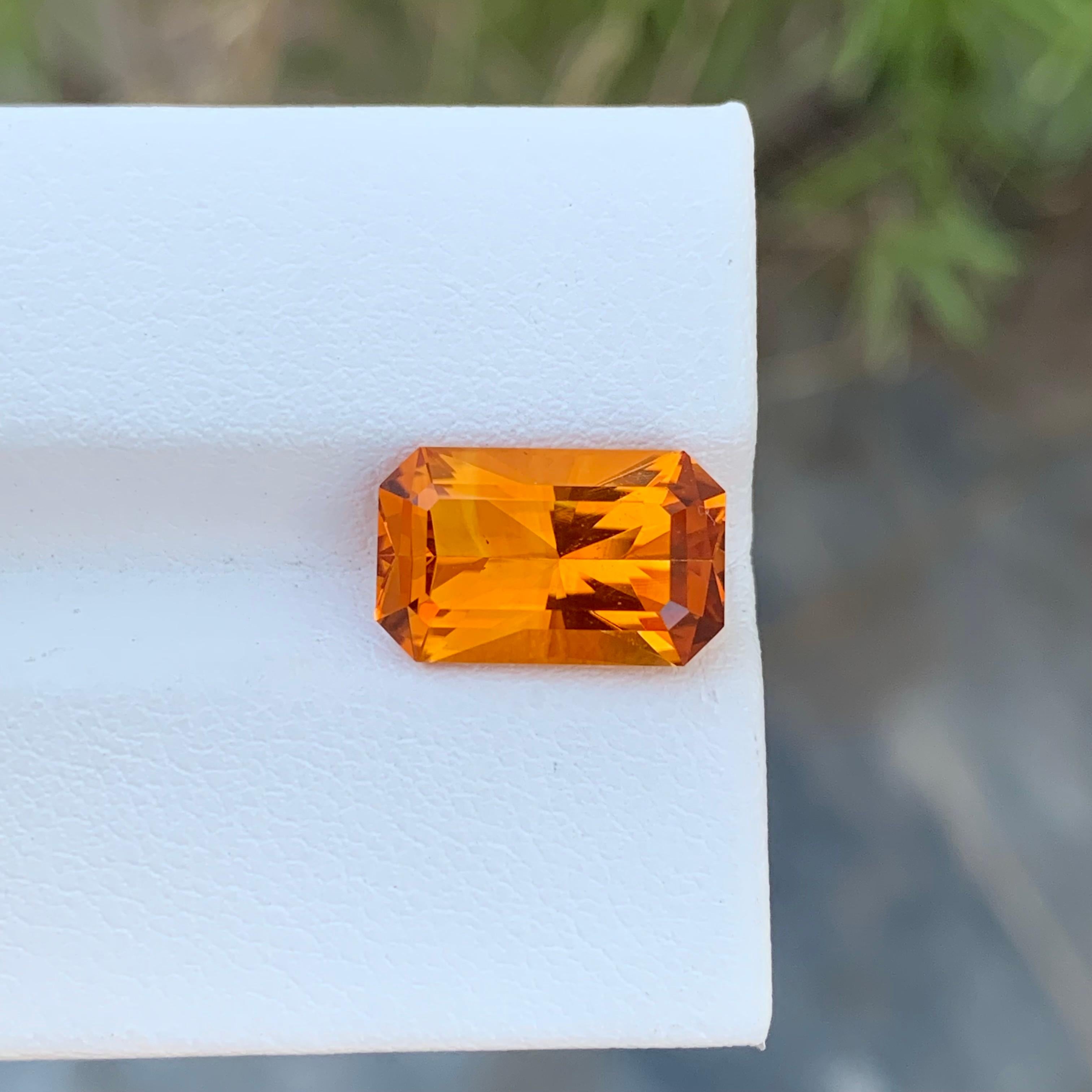 Crisscut Scissor Cut 4.25 Carats Natural Loose Orange Madeira Mandarin Citrine Ring Gem For Sale