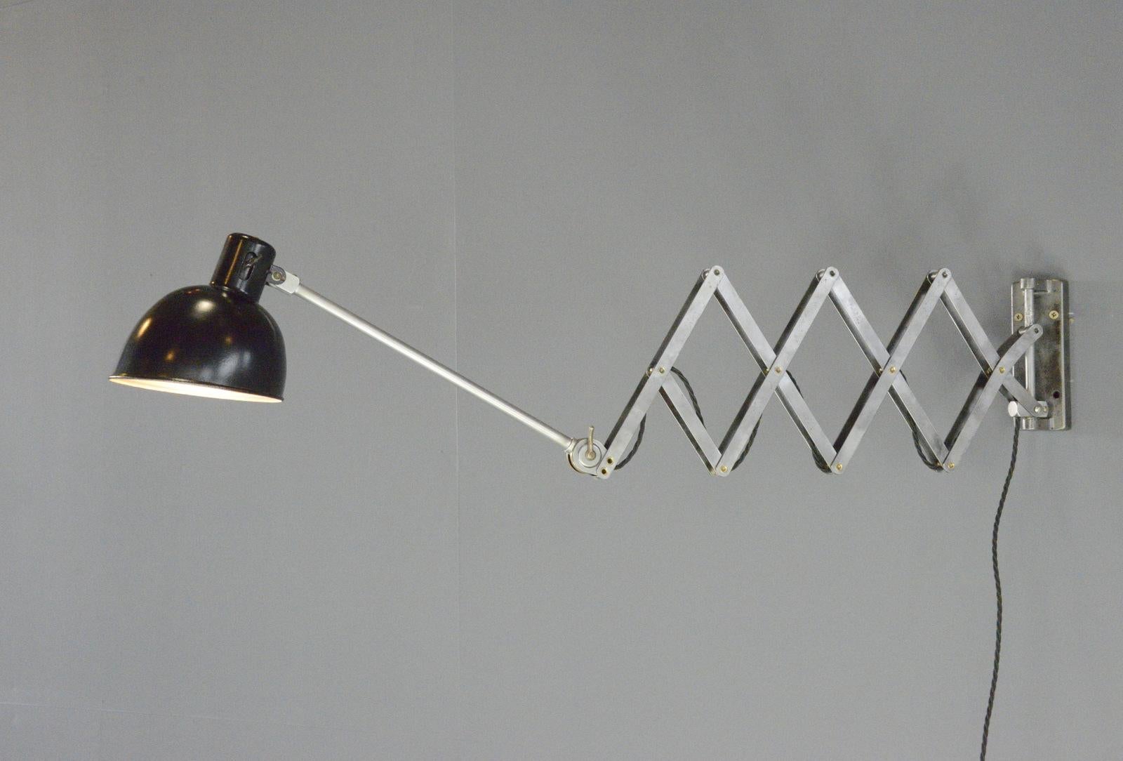 Industrial Scissor Lamp By Bunte & Remmler Circa 1930s For Sale