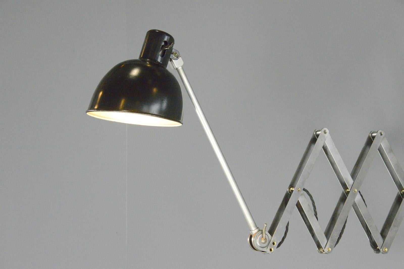 Steel Scissor Lamp By Bunte & Remmler Circa 1930s For Sale