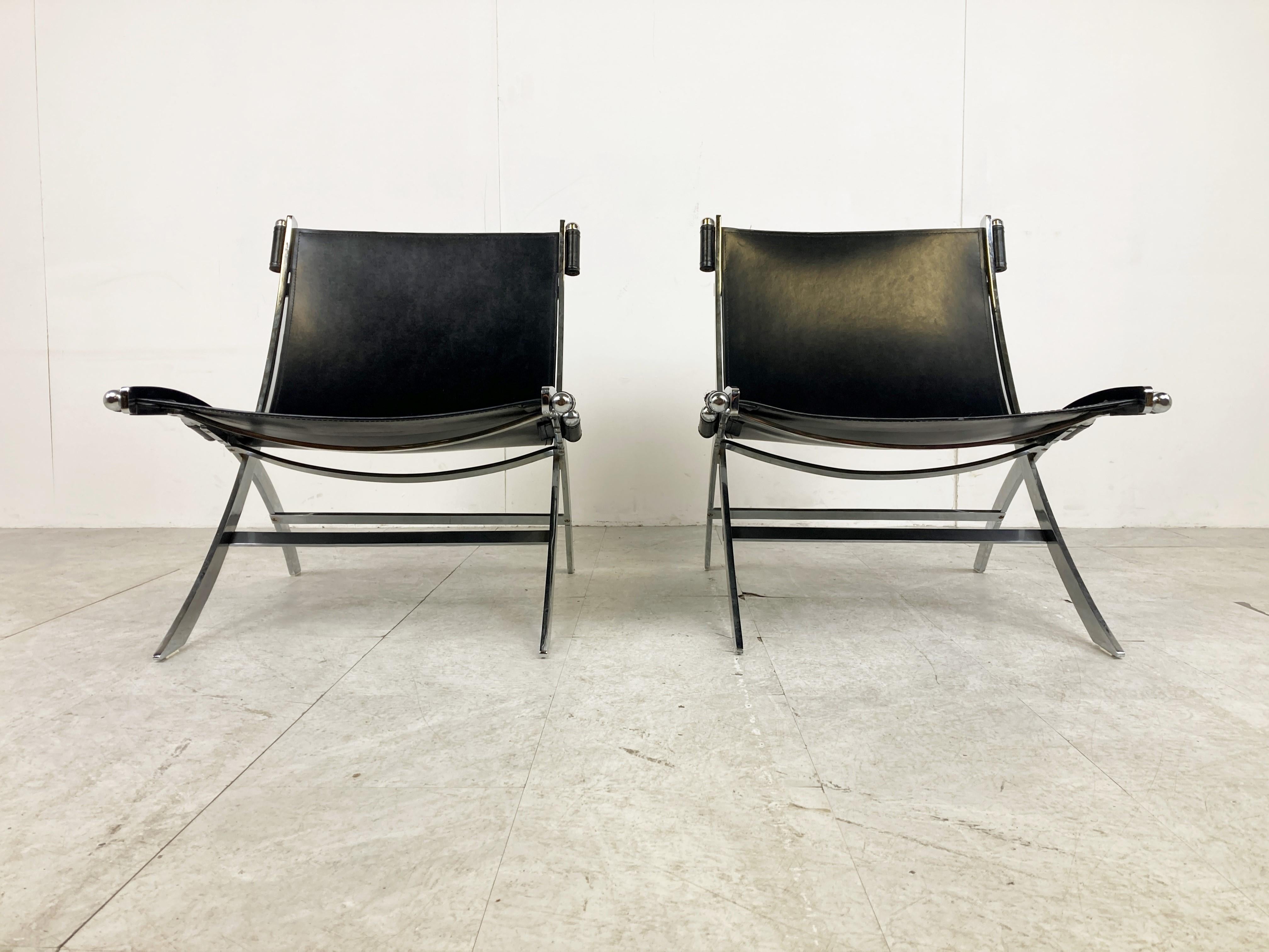 Italian Scissor Lounge Chairs by Paul Tuttle and Antonio Citterio for Flexform, 1980s