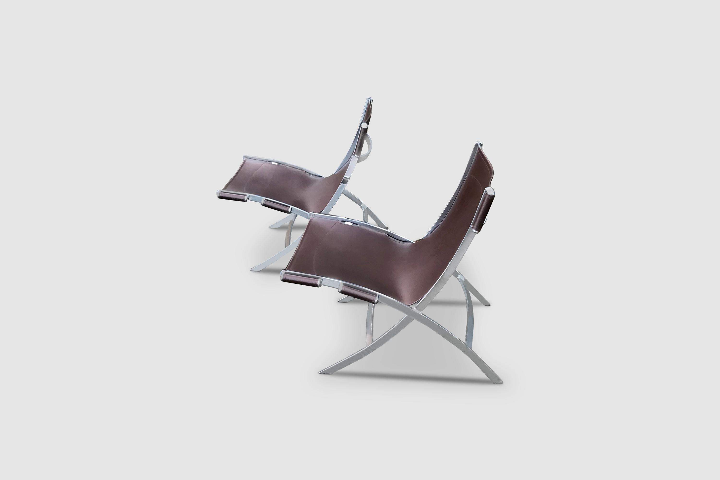 Steel Scissor lounge chairs by Paul Tuttle and Antonio Citterio for Flexform 1980s