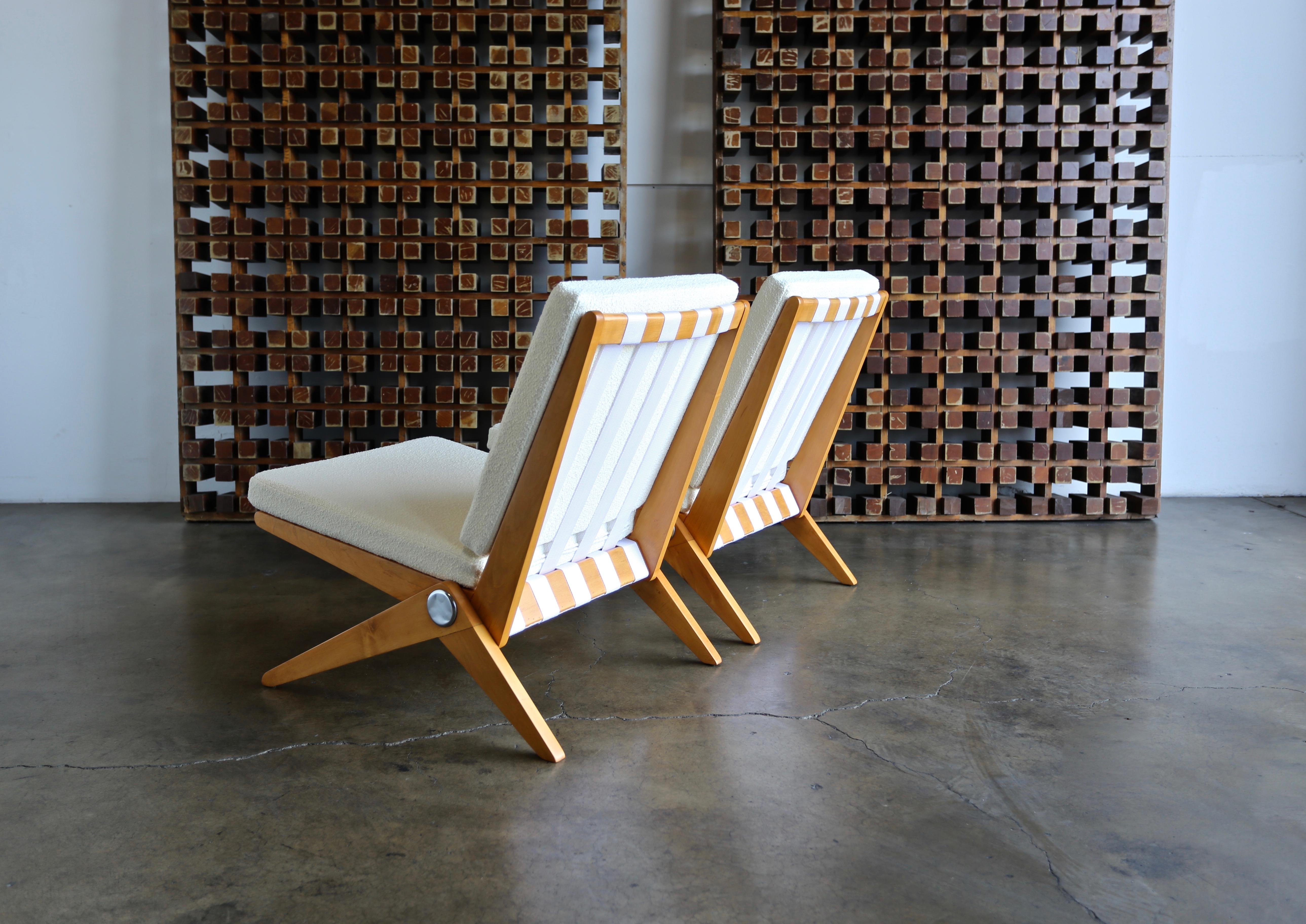 Mid-Century Modern Scissor Lounge Chairs by Pierre Jeanneret for Knoll International