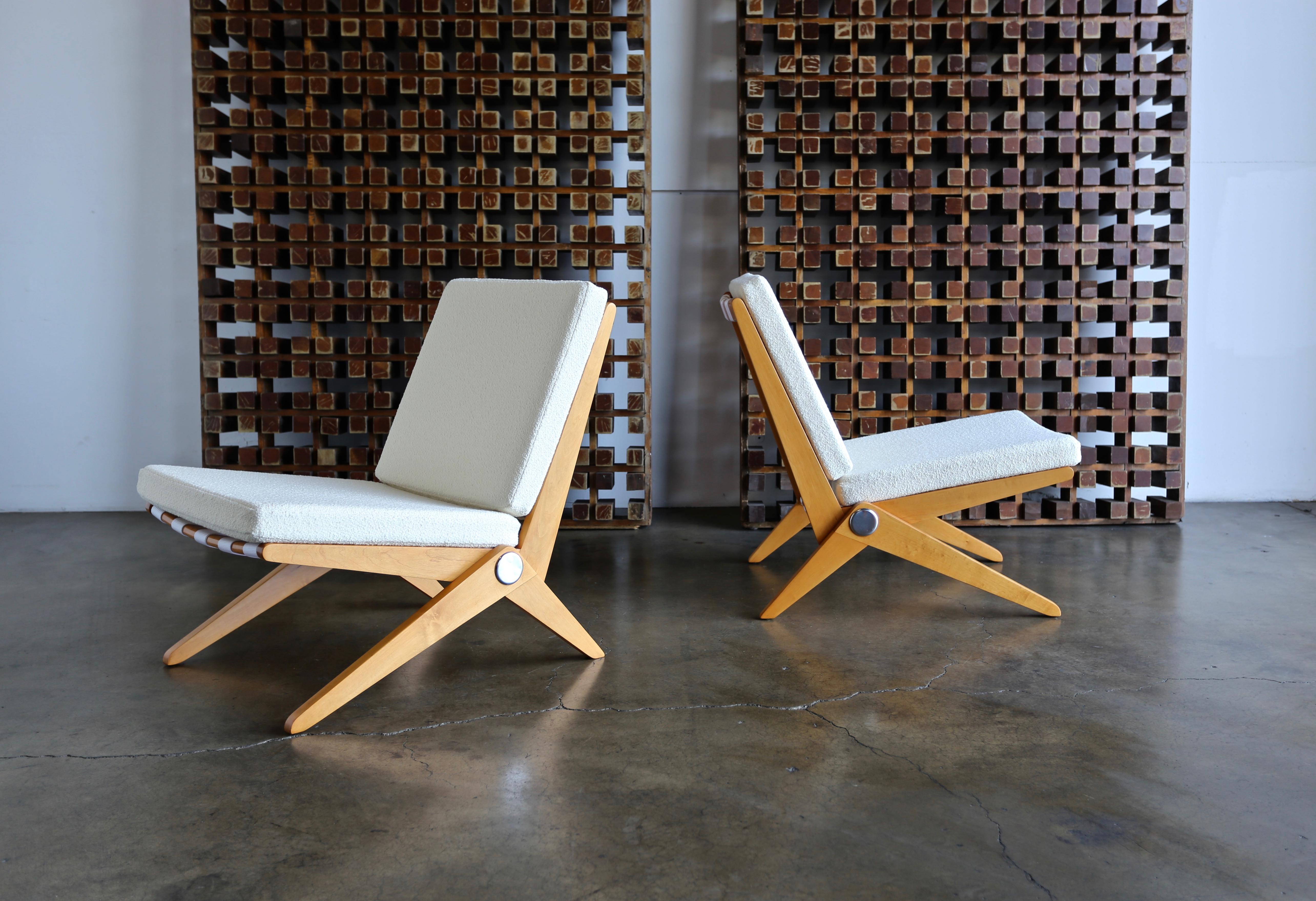 American Scissor Lounge Chairs by Pierre Jeanneret for Knoll International