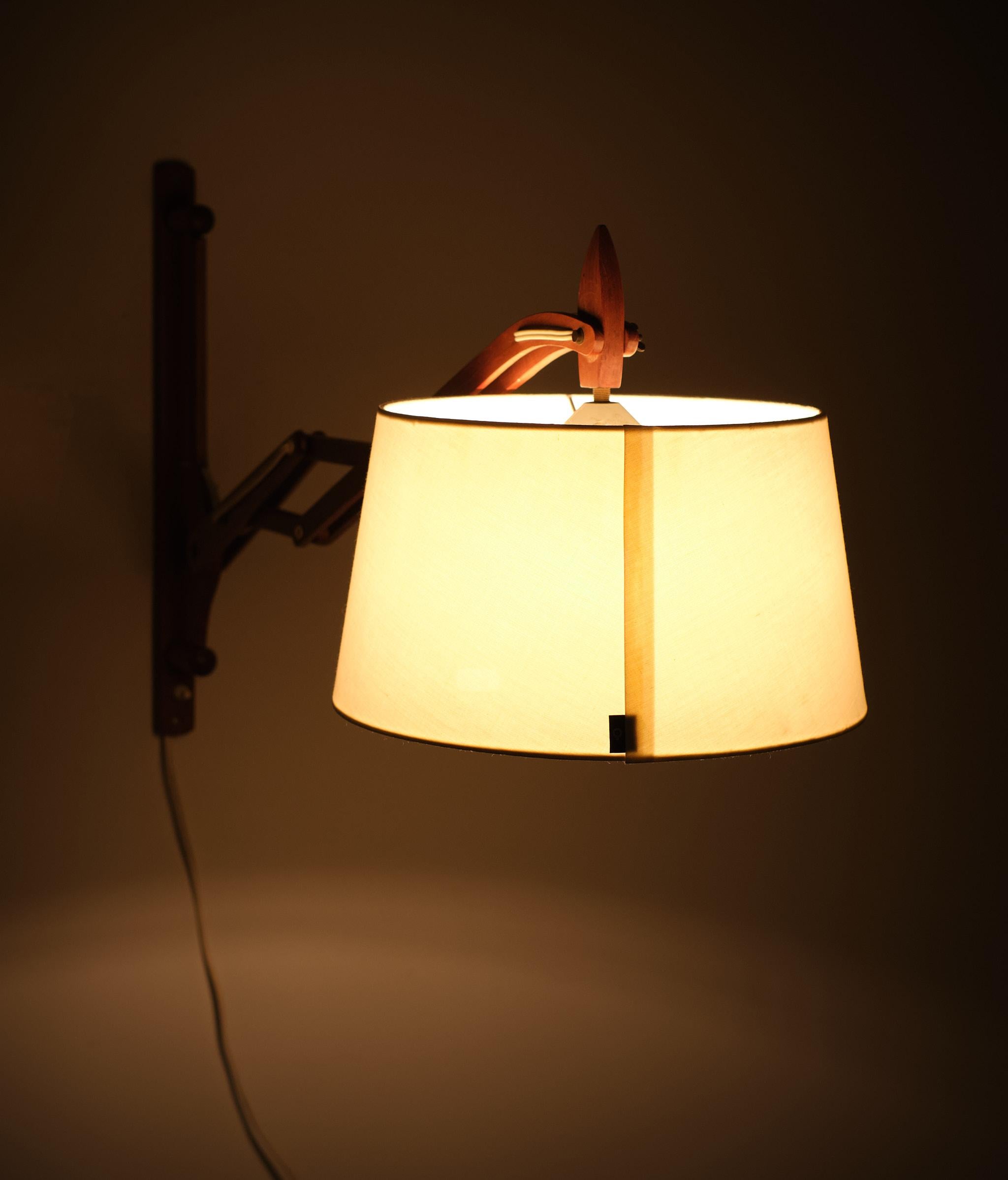 Scissor Teak Wall Lamp Holland, 1960s 2