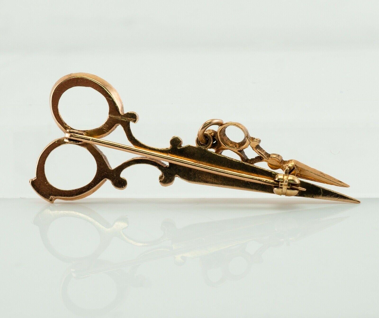 Women's or Men's Scissors Brooch Pin 14K Pink Gold Hairstylist Hairdresser Vintage For Sale