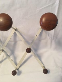 Scissors Coat Rack Iron Teak Wood, 1960s