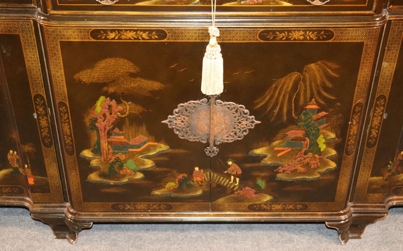 Schmieg and Kotzian Chinoiserie Paint Decorated Georgian Sideboard Buffet C1950 7