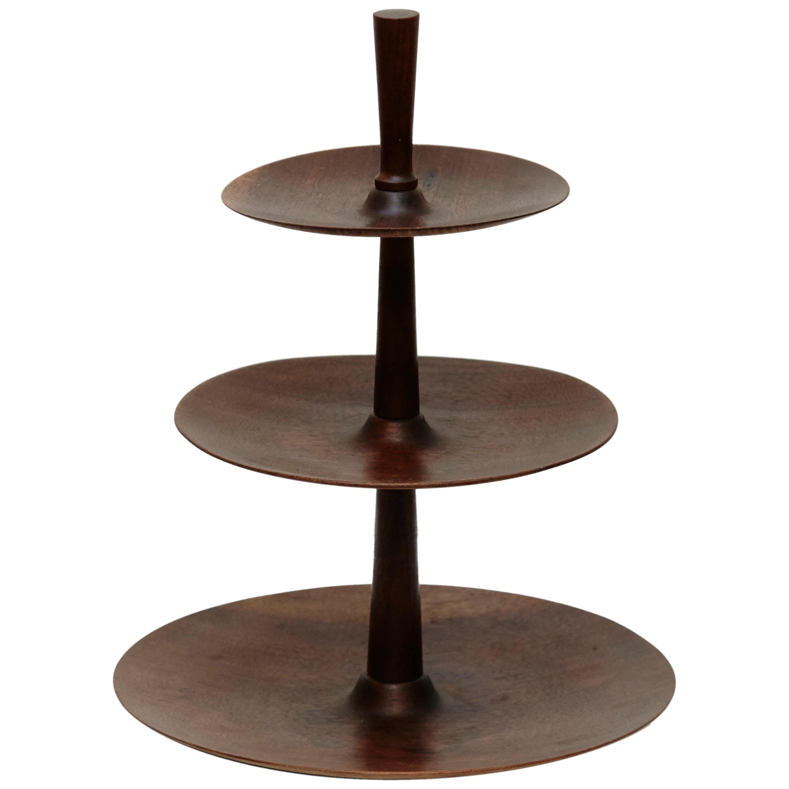 Scnadinavian Modern Fruit Bowl in Three Levels in Teak Wood by SG, circa 1950