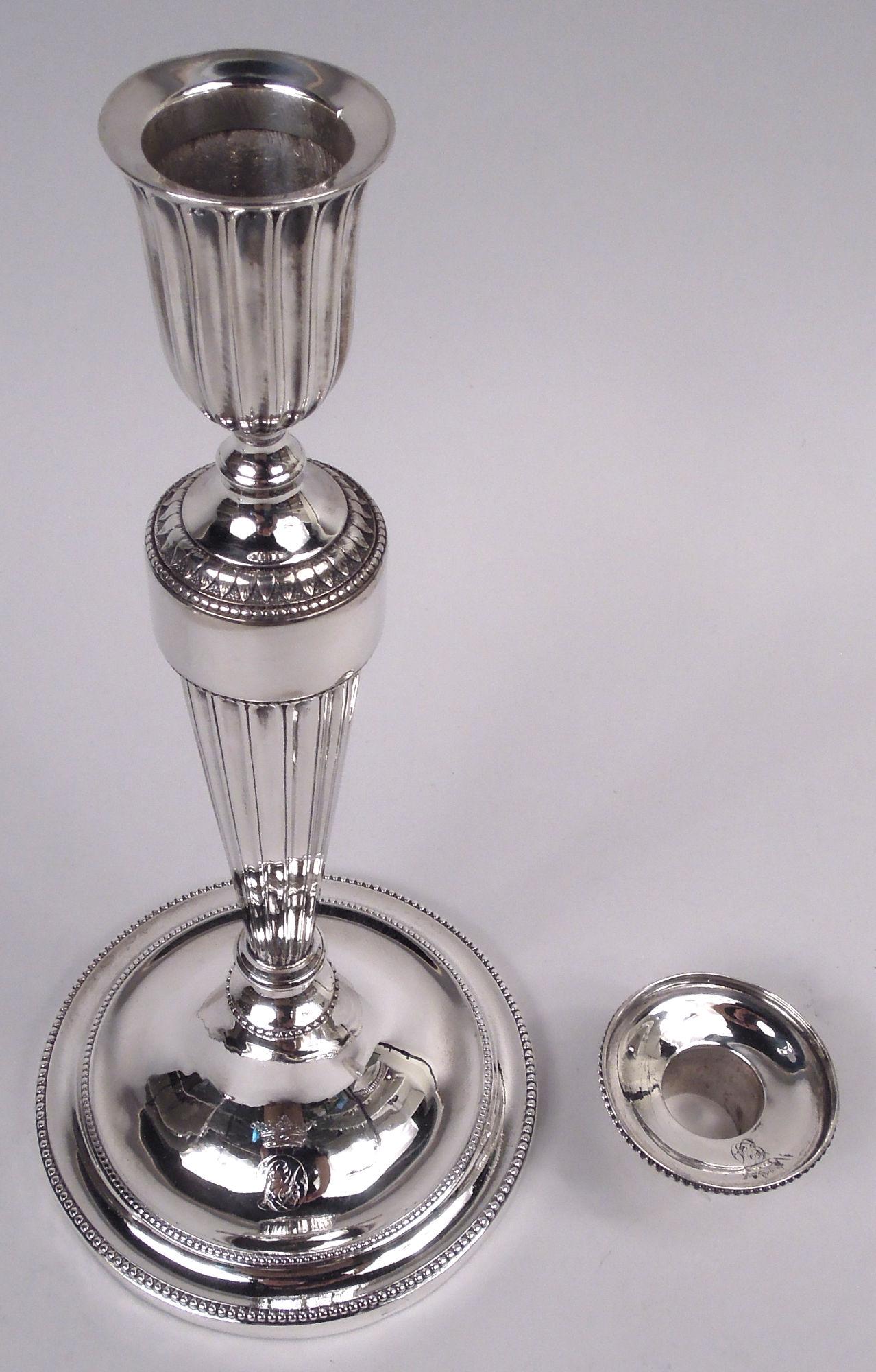 British Scofield English Georgian Neoclassical Candlesticks with Museum Provenance For Sale