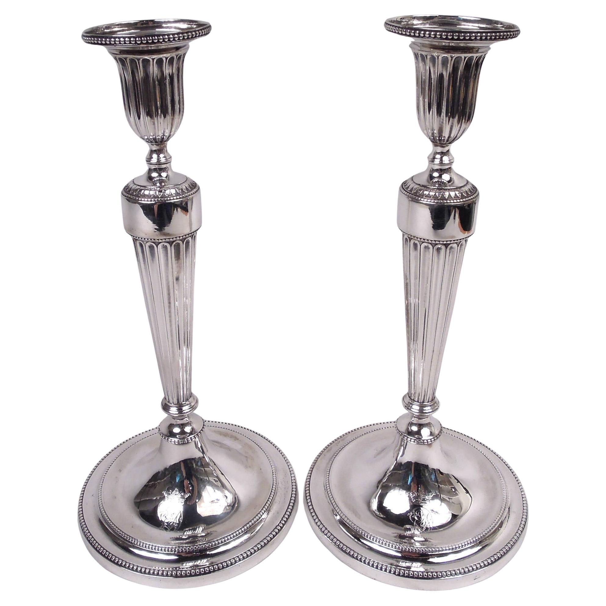 Scofield English Georgian Neoclassical Candlesticks with Museum Provenance For Sale