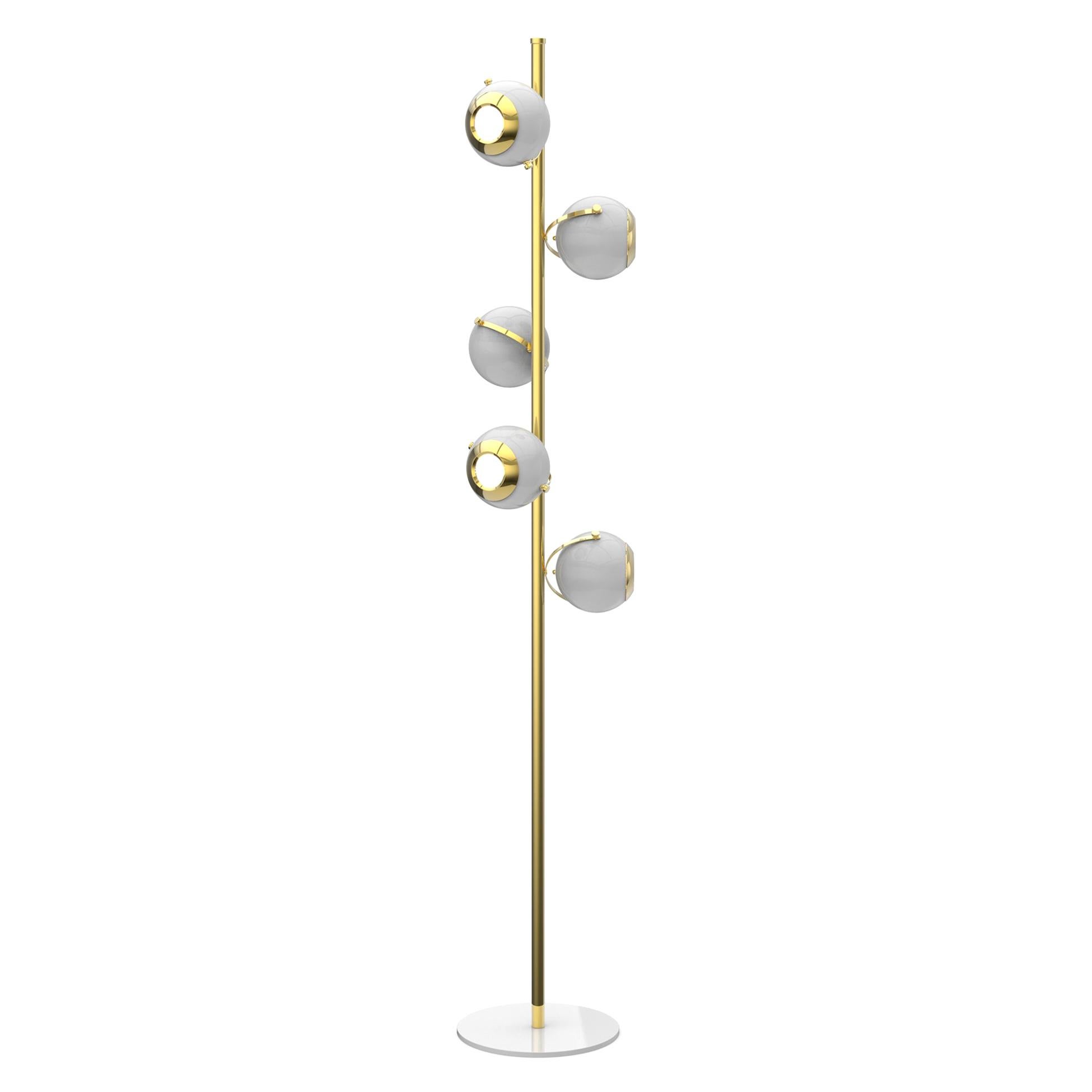 Scofield Floor Lamp in Brass and Gold Details For Sale