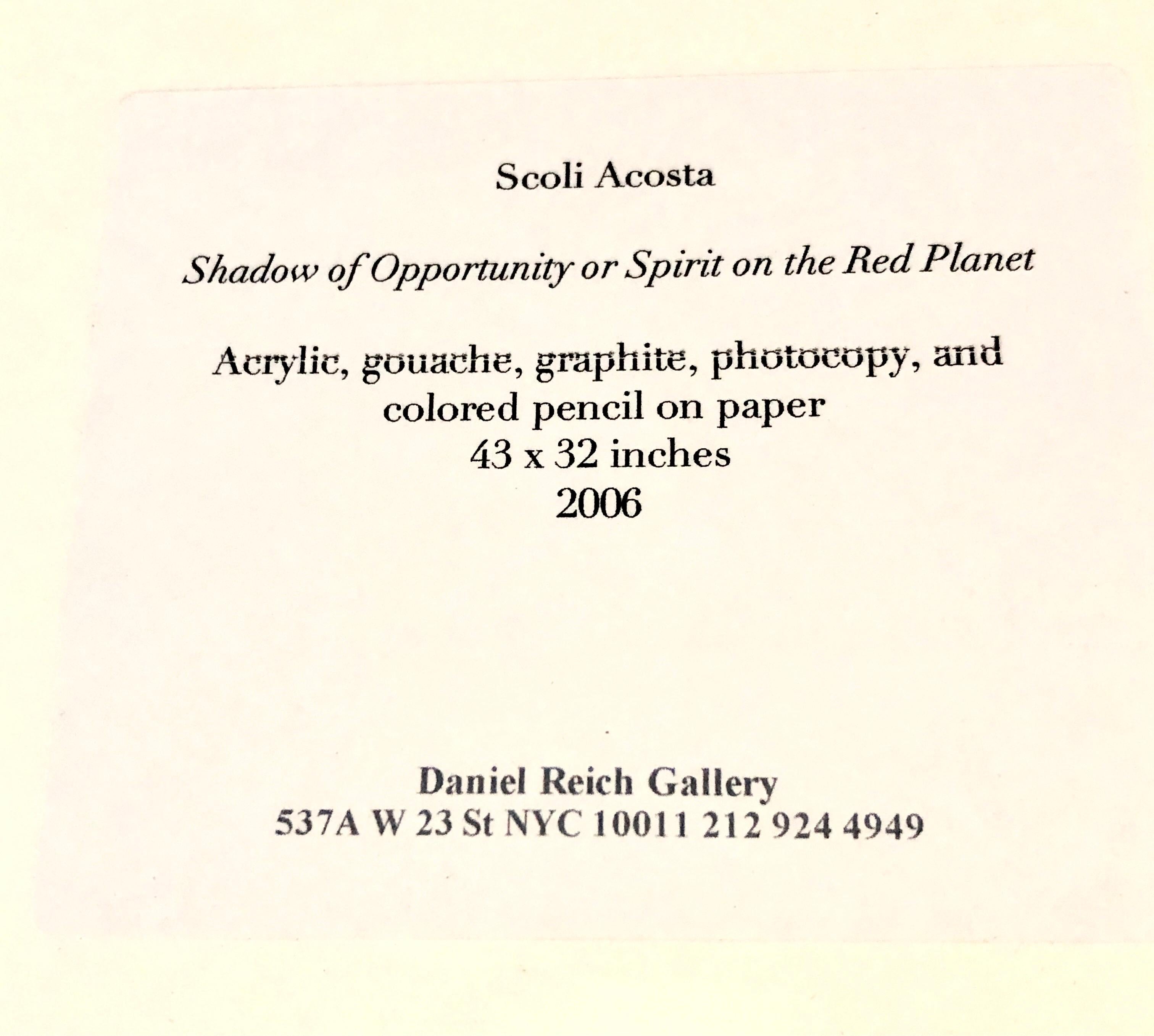 Scoli Acosta Pintura Mixta Contemporánea Grande LA Art Planeta Rojo Collage en venta 13