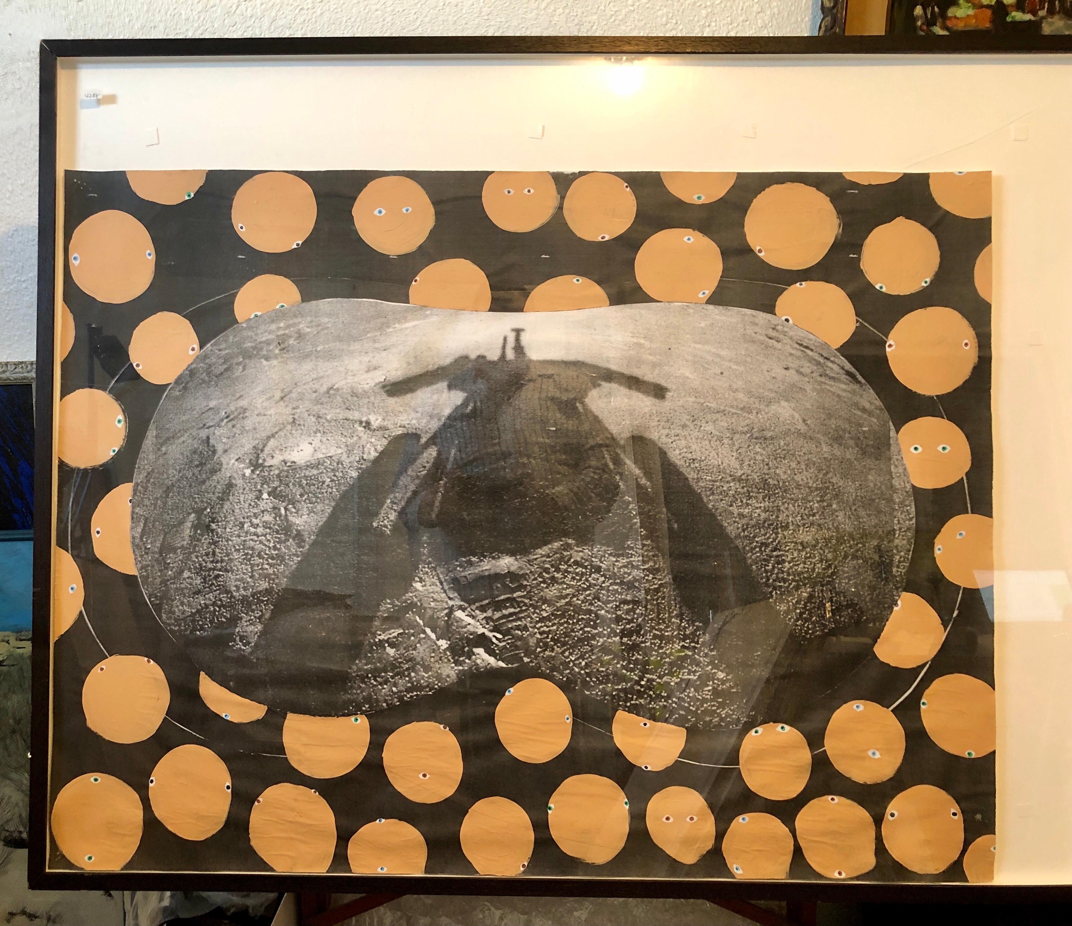 Scoli Acosta Pintura Mixta Contemporánea Grande LA Art Planeta Rojo Collage en venta 17