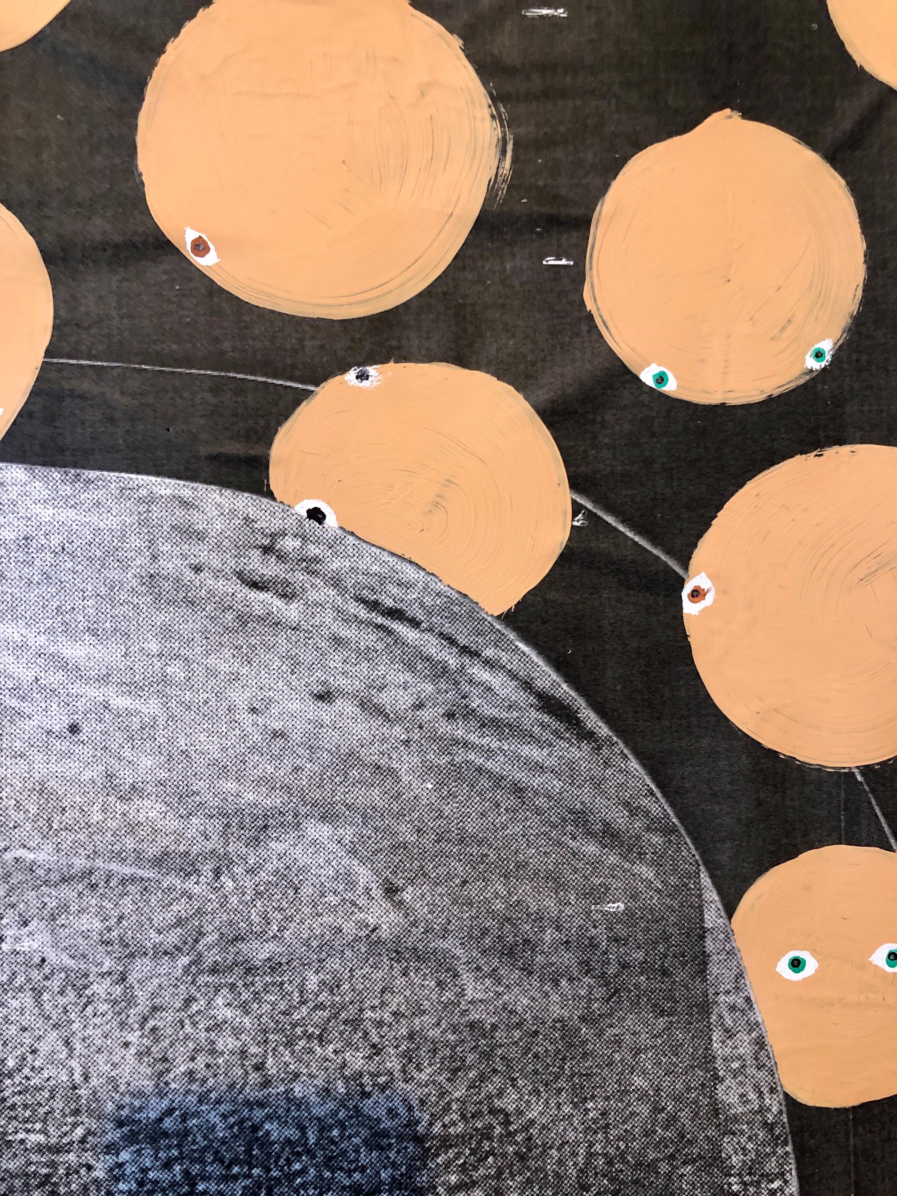 Scoli Acosta Pintura Mixta Contemporánea Grande LA Art Planeta Rojo Collage en venta 5