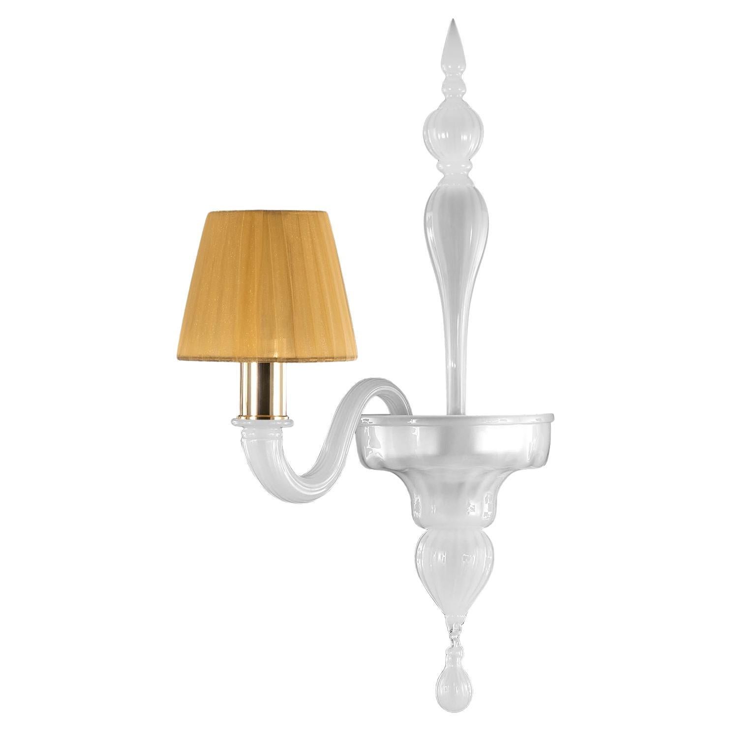 Wandleuchter, 1 Arm, Seiden Muranoglas, zentraler Bernstein-Lampenschirm aus Glas von Multiforme im Angebot