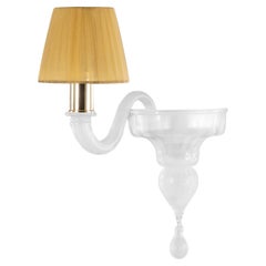 Sconce 1 Arm Silk Murano Glass, Amber Lampshade Chapeau by Multiforme