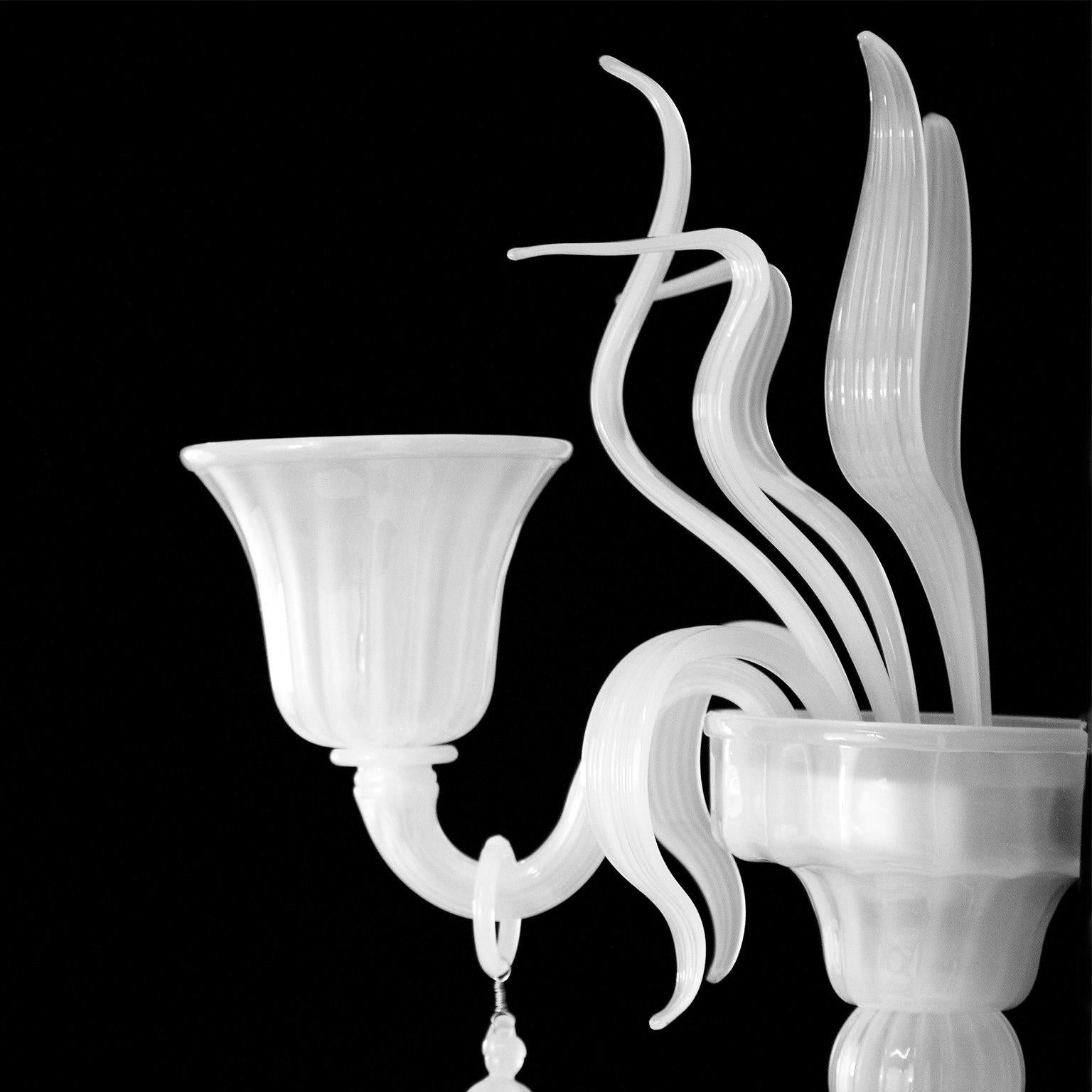 Other Sconce 1 Arm White Silk Murano Glass with details by Multiforme in stock For Sale