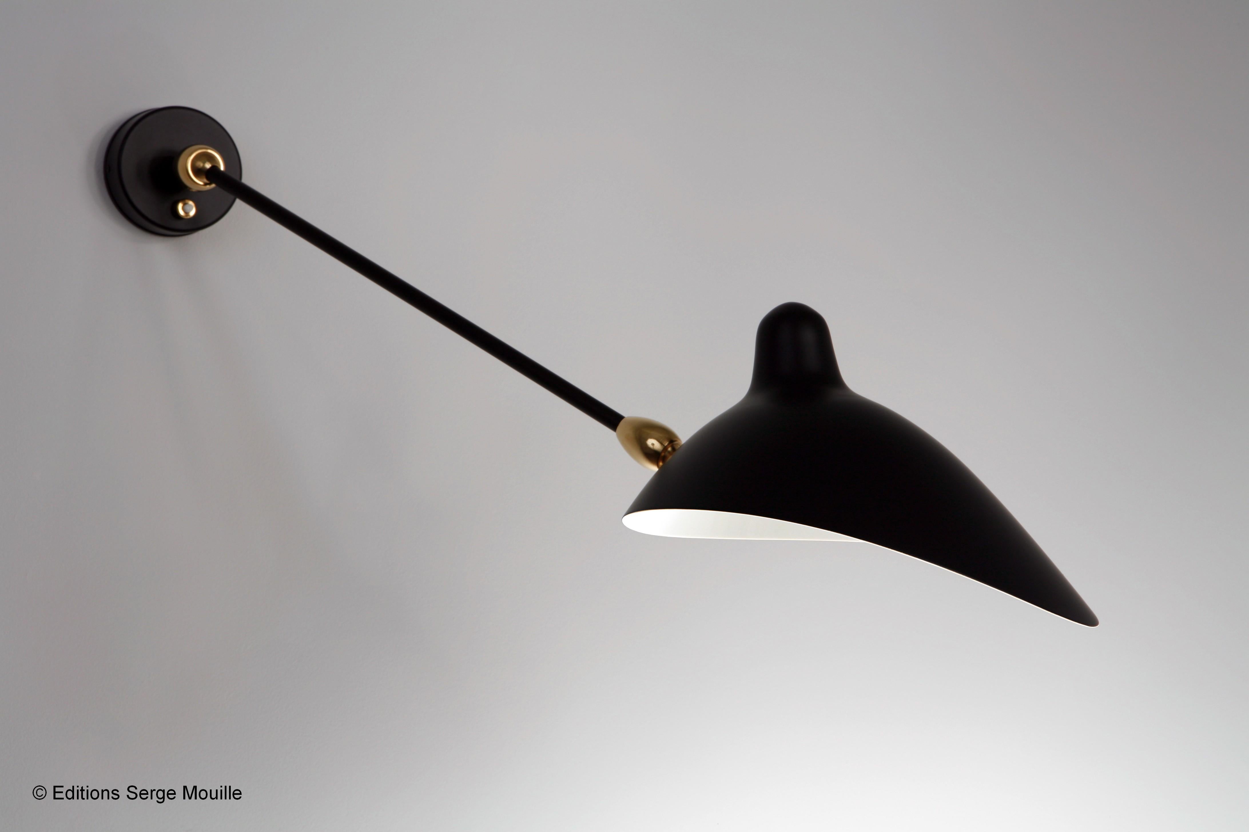 Sconce 1 Rotating Curved Arm by Serge Mouille In New Condition In Geneve, CH