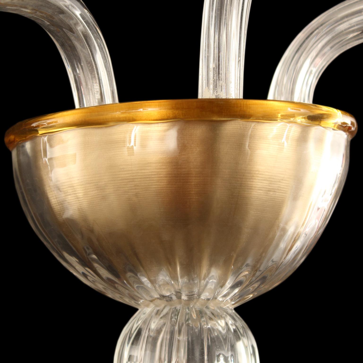 Autre Applique à 2 bras en verre de Murano transparent et ambré, abat-jours faits main par Multiforme en vente