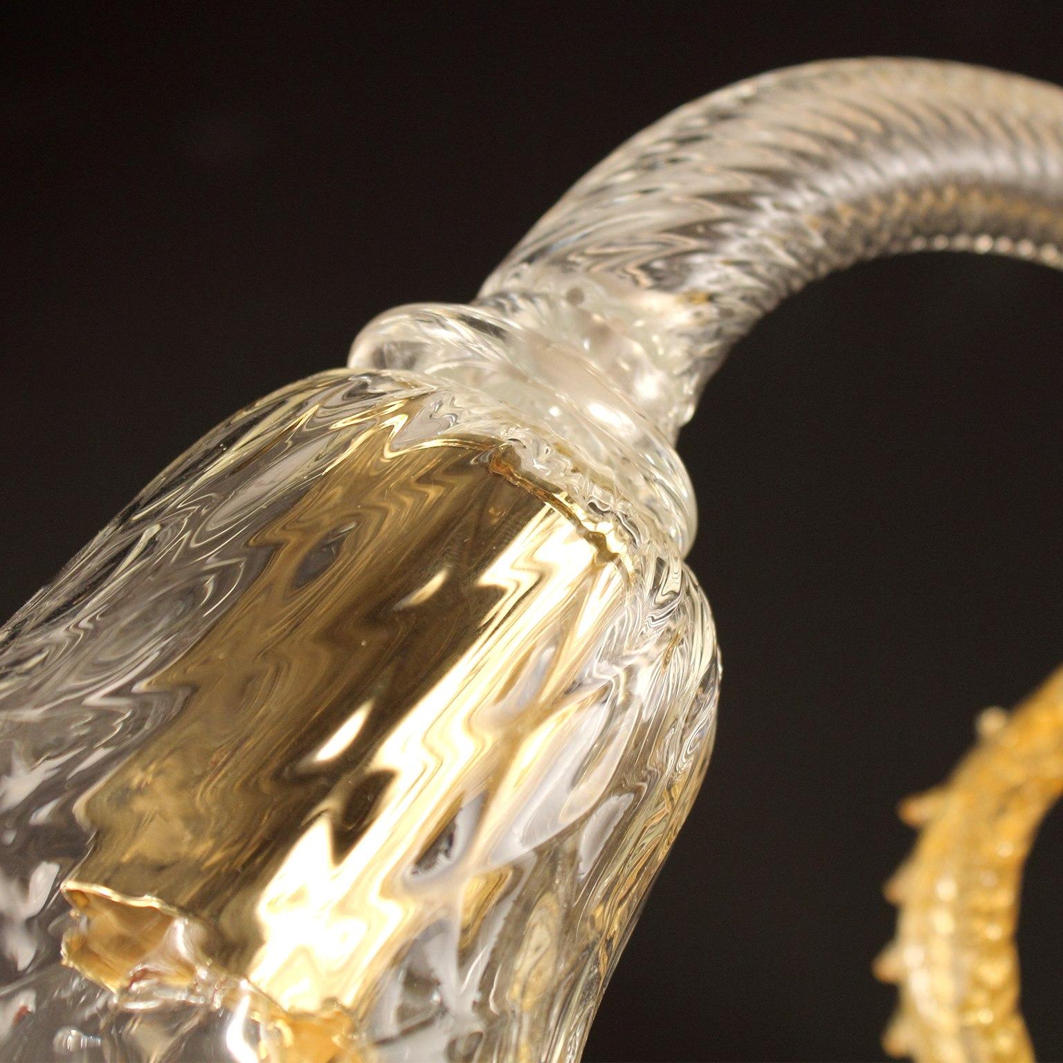 Applique à 2 bras, détails en verre de Murano transparent par Multiforme   Neuf - En vente à Trebaseleghe, IT