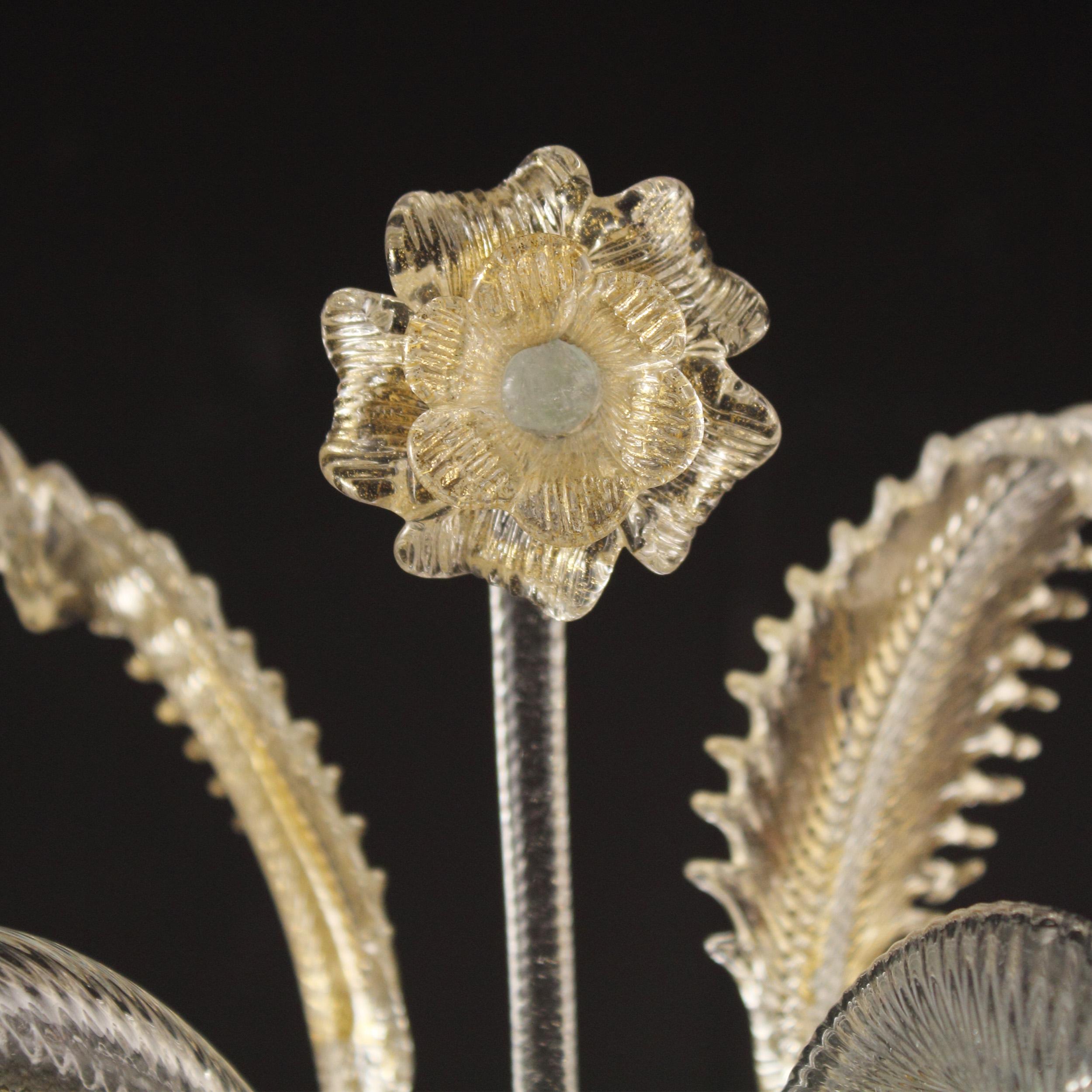Sconce 2 Arms, Clear Murano Glass gold details by Multiforme in stock In New Condition For Sale In Trebaseleghe, IT