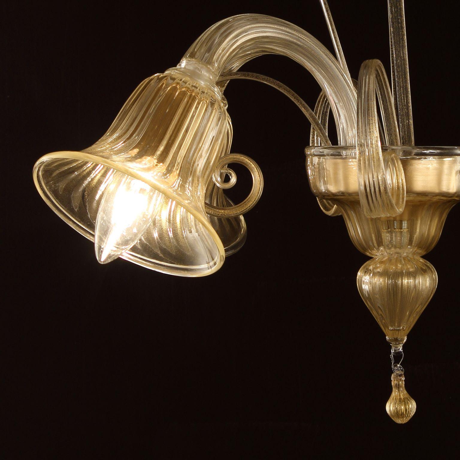 Italian Sconce 2 Arms Golden Leaf Handblown Murano Glass Capriccio by Multiforme For Sale